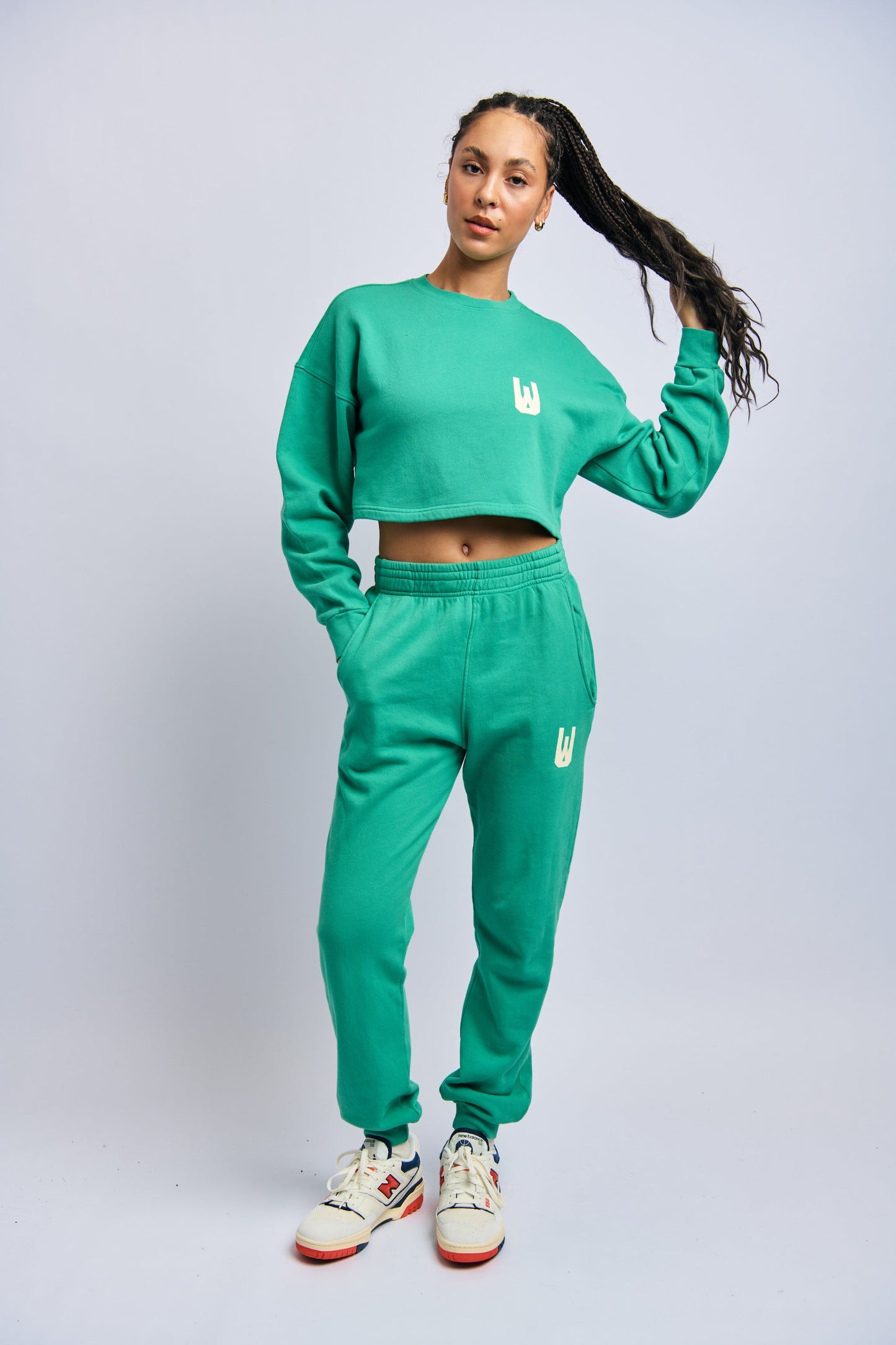 Icon Cloudfleece Cropped Sweatshirt, Digital Green by URTHWEAR
