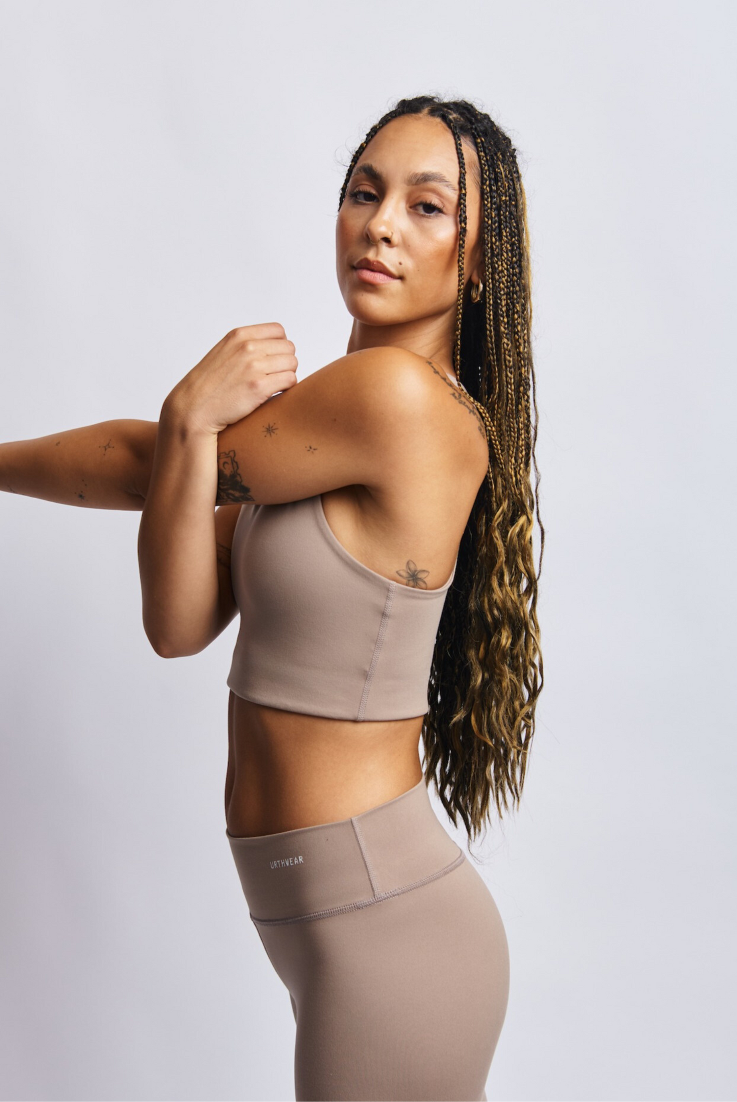 Ecomoss High Neck Racerback Bra, Desert Clay by URTHWEAR