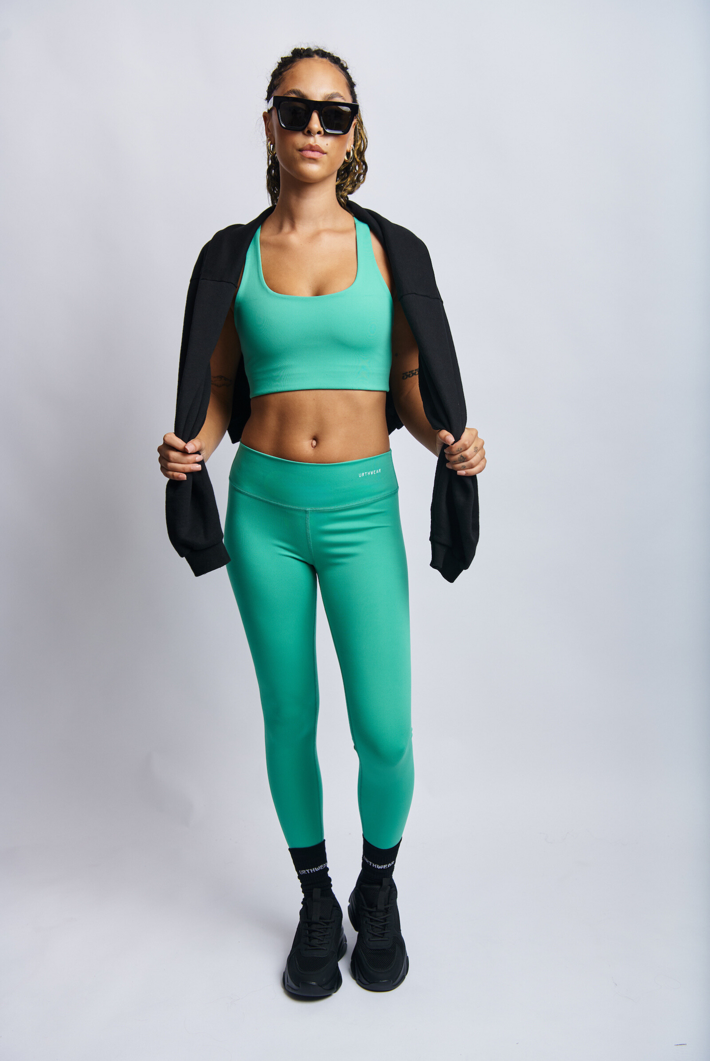 Ecomoss Low Neck Racerback Bra, Digital Green by URTHWEAR