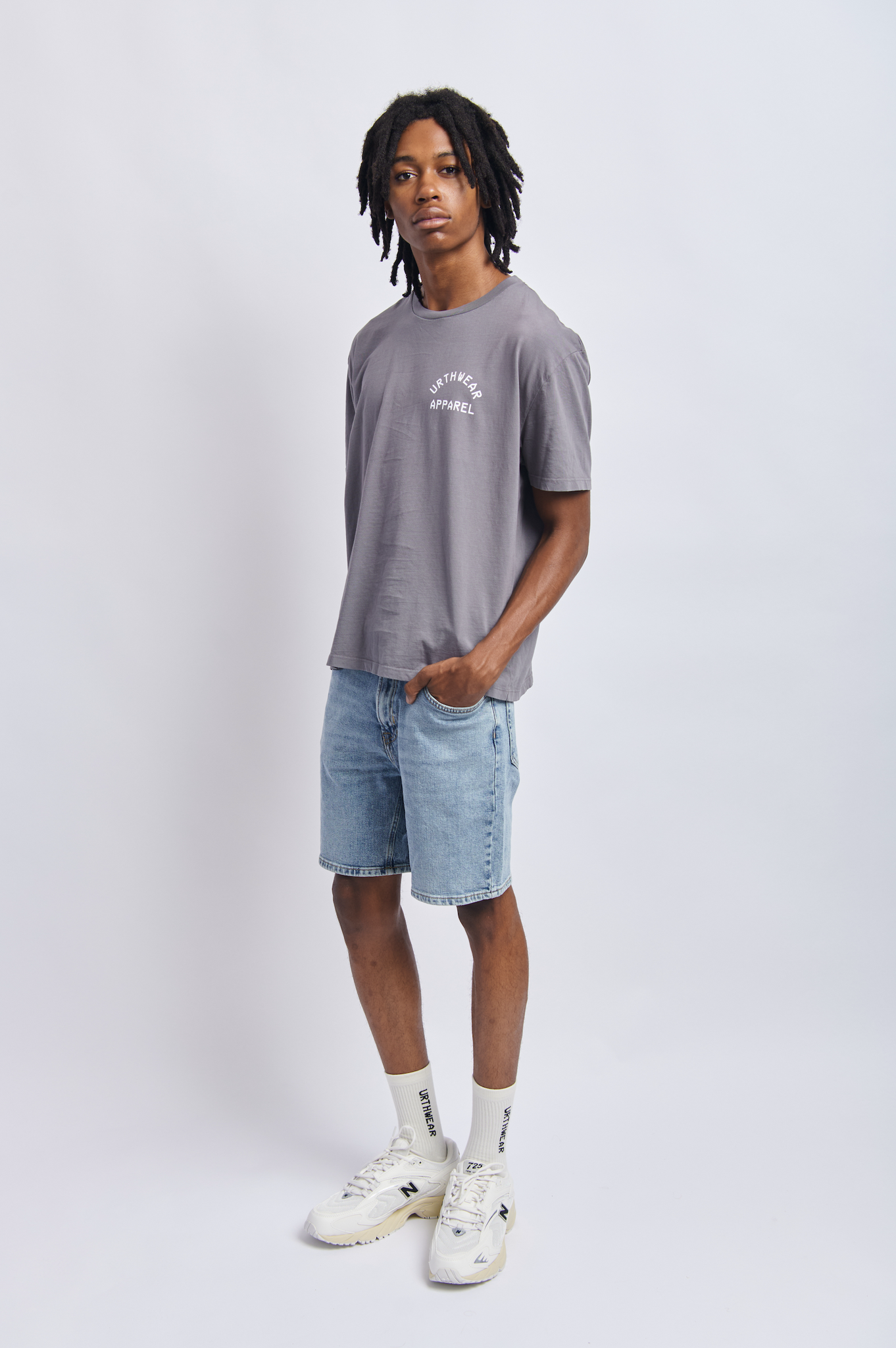 Logo Midweight Relaxed Tee, Gravel Grey by URTHWEAR