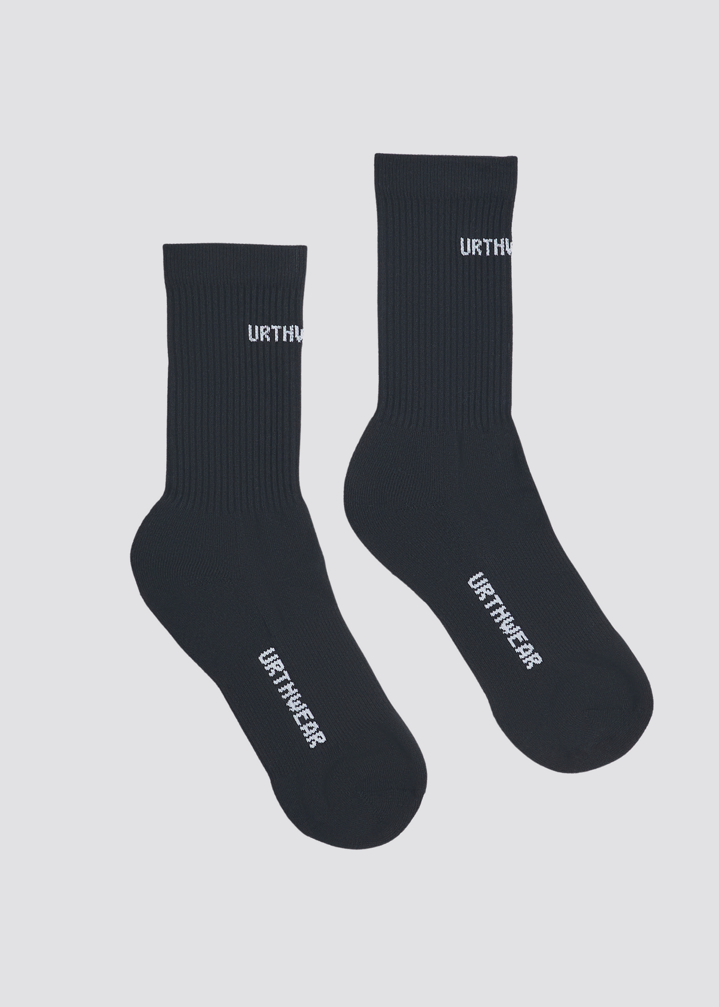 Logo Softknit Crew Socks, Black by URTHWEAR