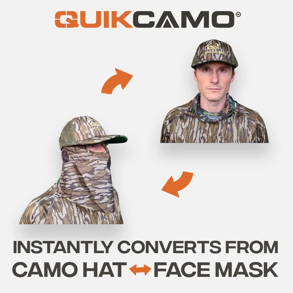 2-in-1 Ball Cap + Face Mask in Mossy Oak & Realtree Camo