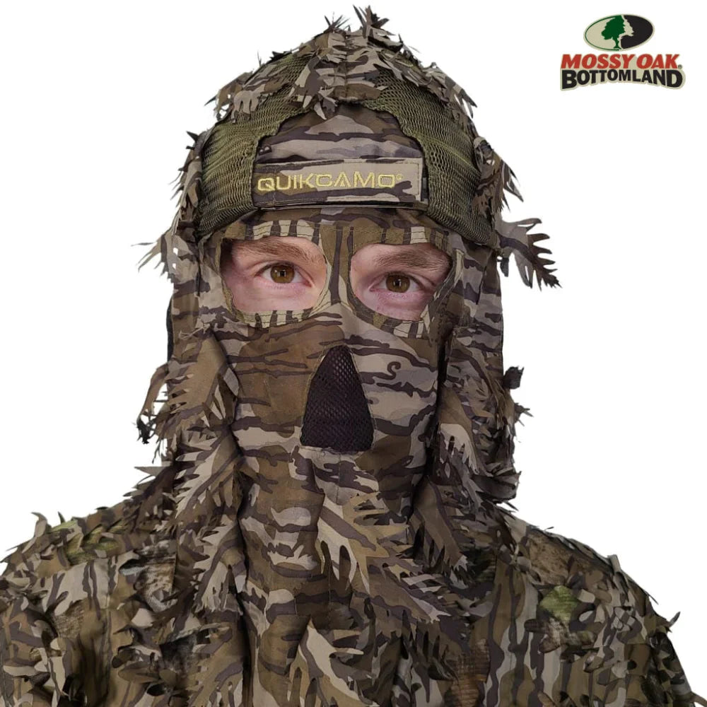 2-in-1 Leafy Camo Hat with Built-in Face Mask (MOSSY OAK &