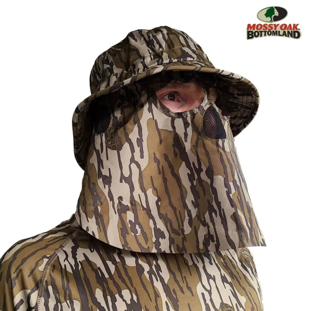 2-in-1 Leafy Camo Bucket Hat Face Masks Mossy Oak and