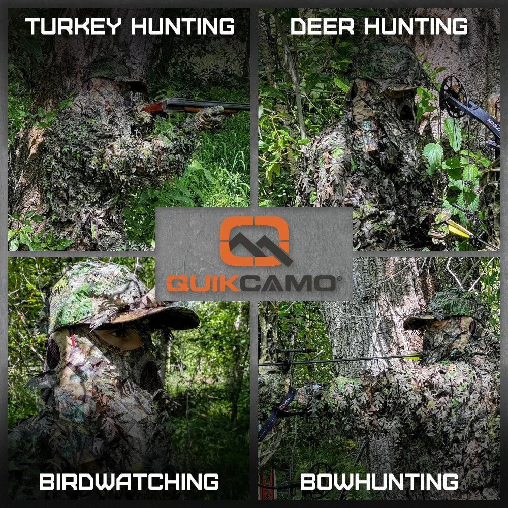 3D Leafy Camo Caps w/Built-in Face Mask (Mossy Oak and