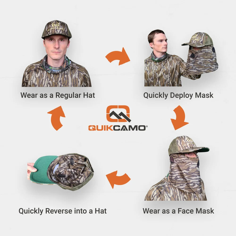 2-in-1 Ball Cap + Face Mask in MOSSY OAK & REALTREE Camo