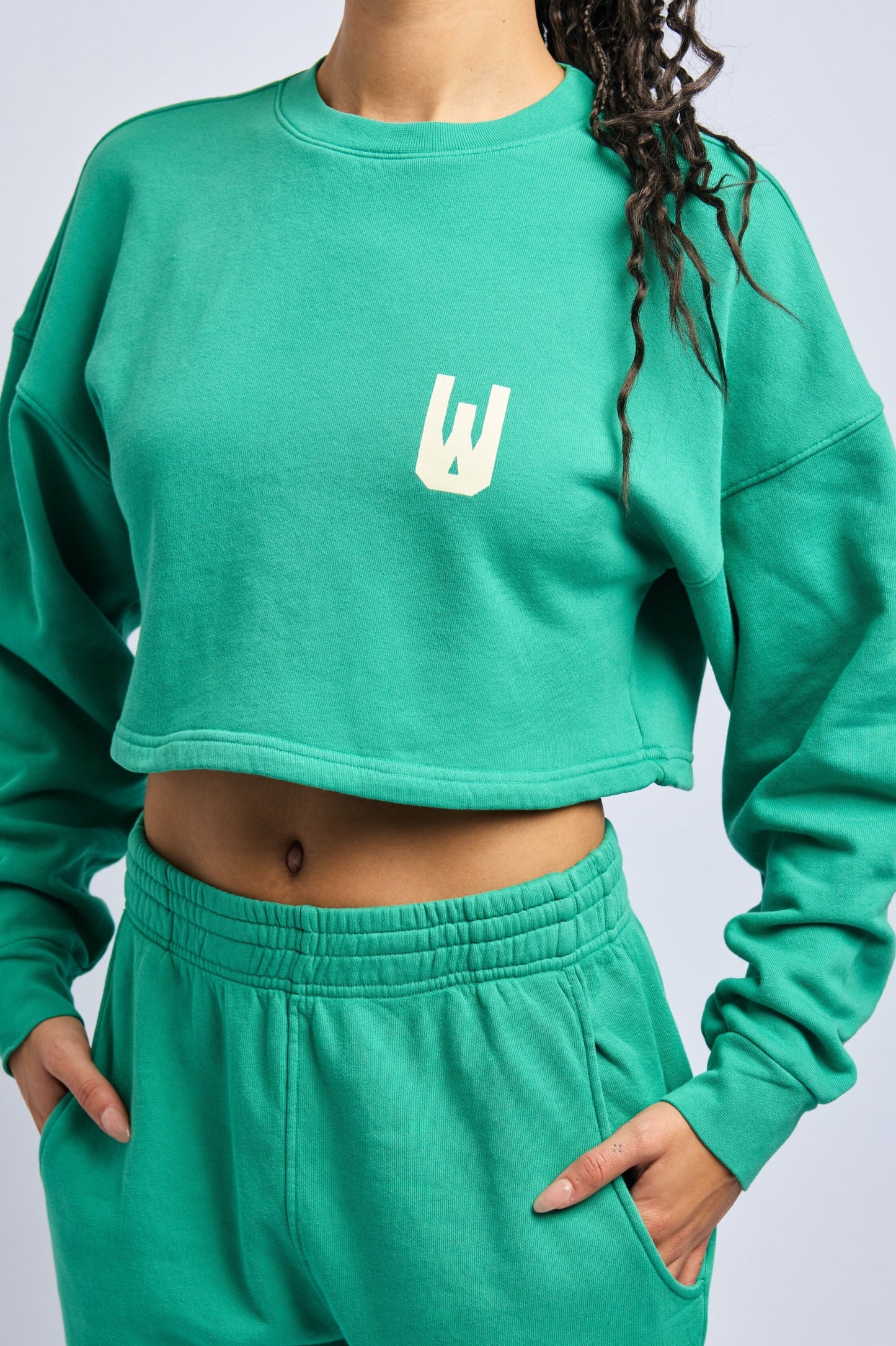 Icon Cloudfleece Cropped Sweatshirt, Digital Green by URTHWEAR