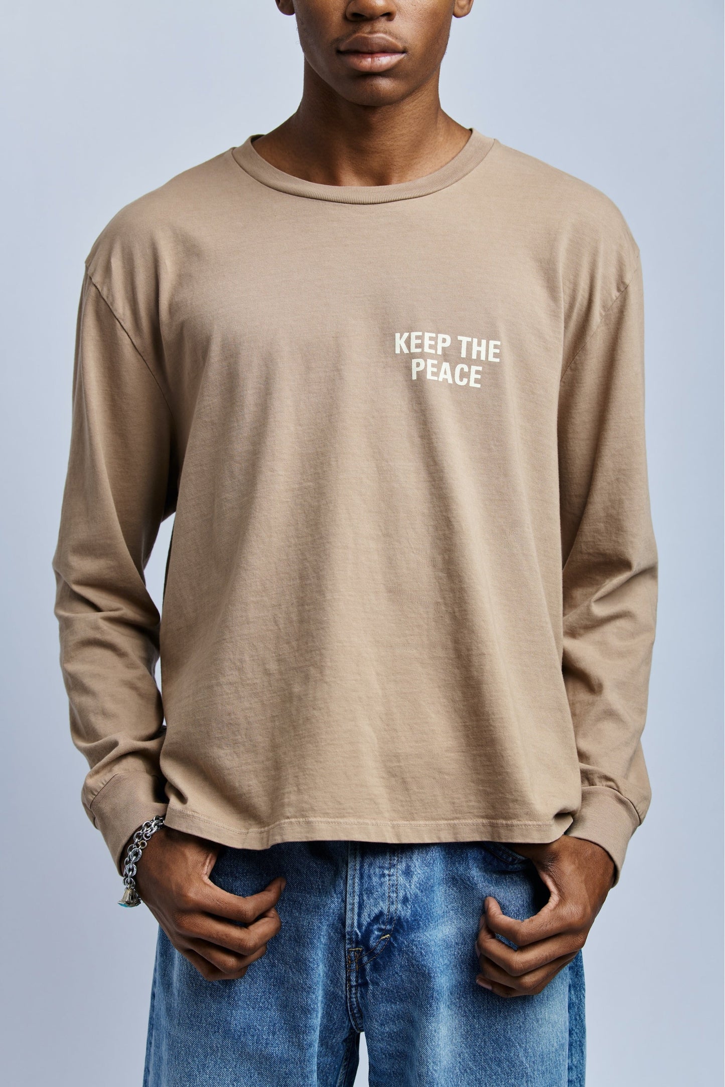 Keep The Peace Midweight Relaxed Long Sleeve, Desert Clay by URTHWEAR