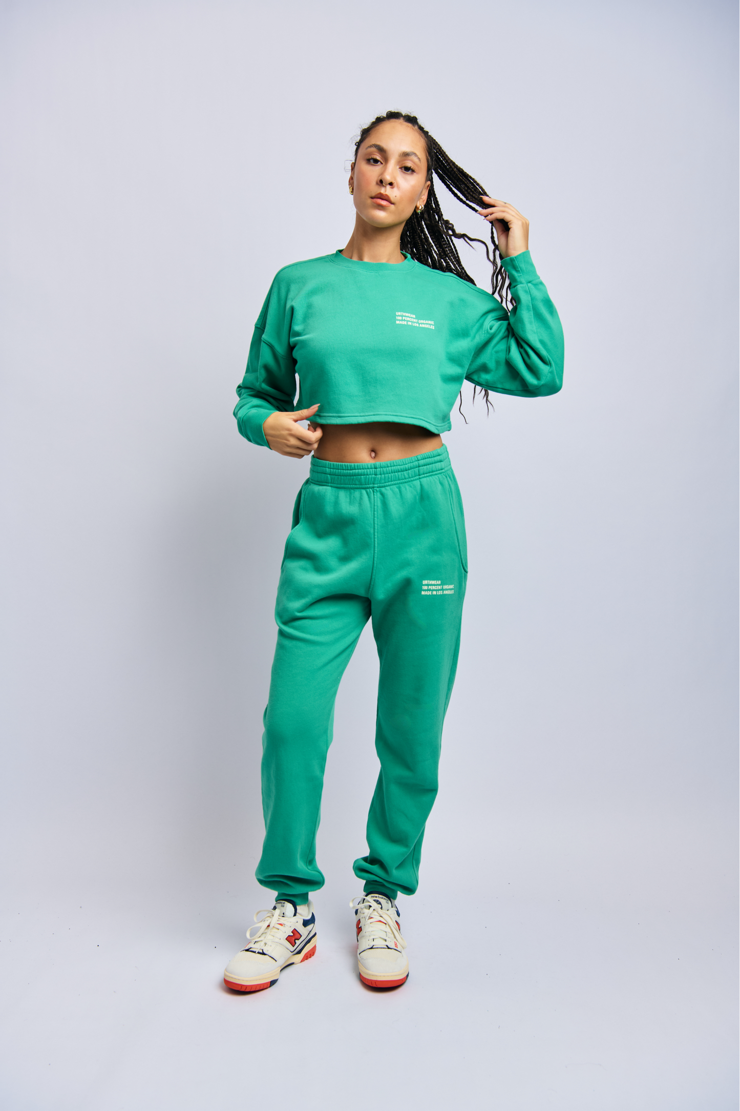 Origins Cloudfleece Cropped Sweatshirt, Digital Green by URTHWEAR