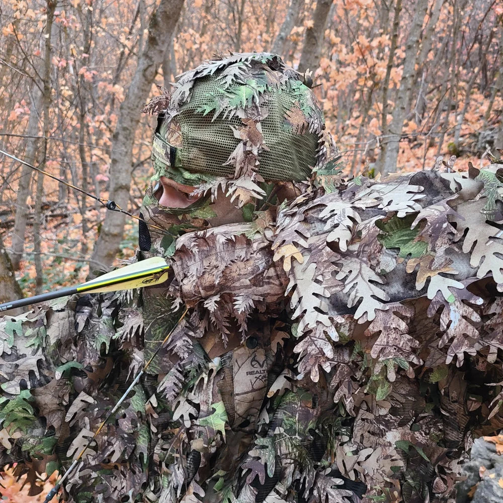 2-in-1 Leafy Camo Hat with Built-in Face Mask (MOSSY OAK &