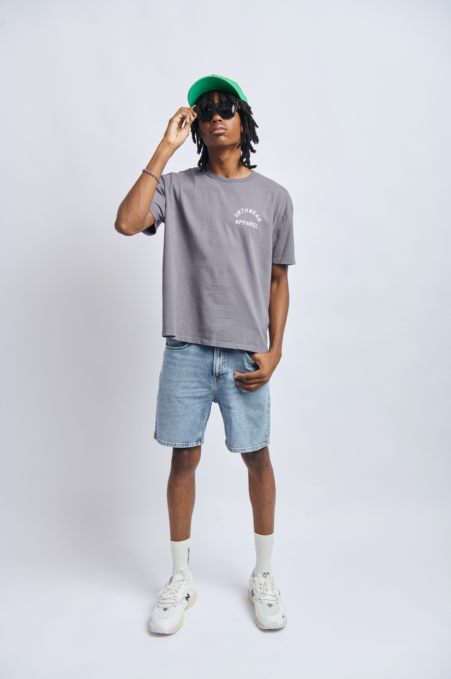 Logo Midweight Relaxed Tee, Gravel Grey by URTHWEAR