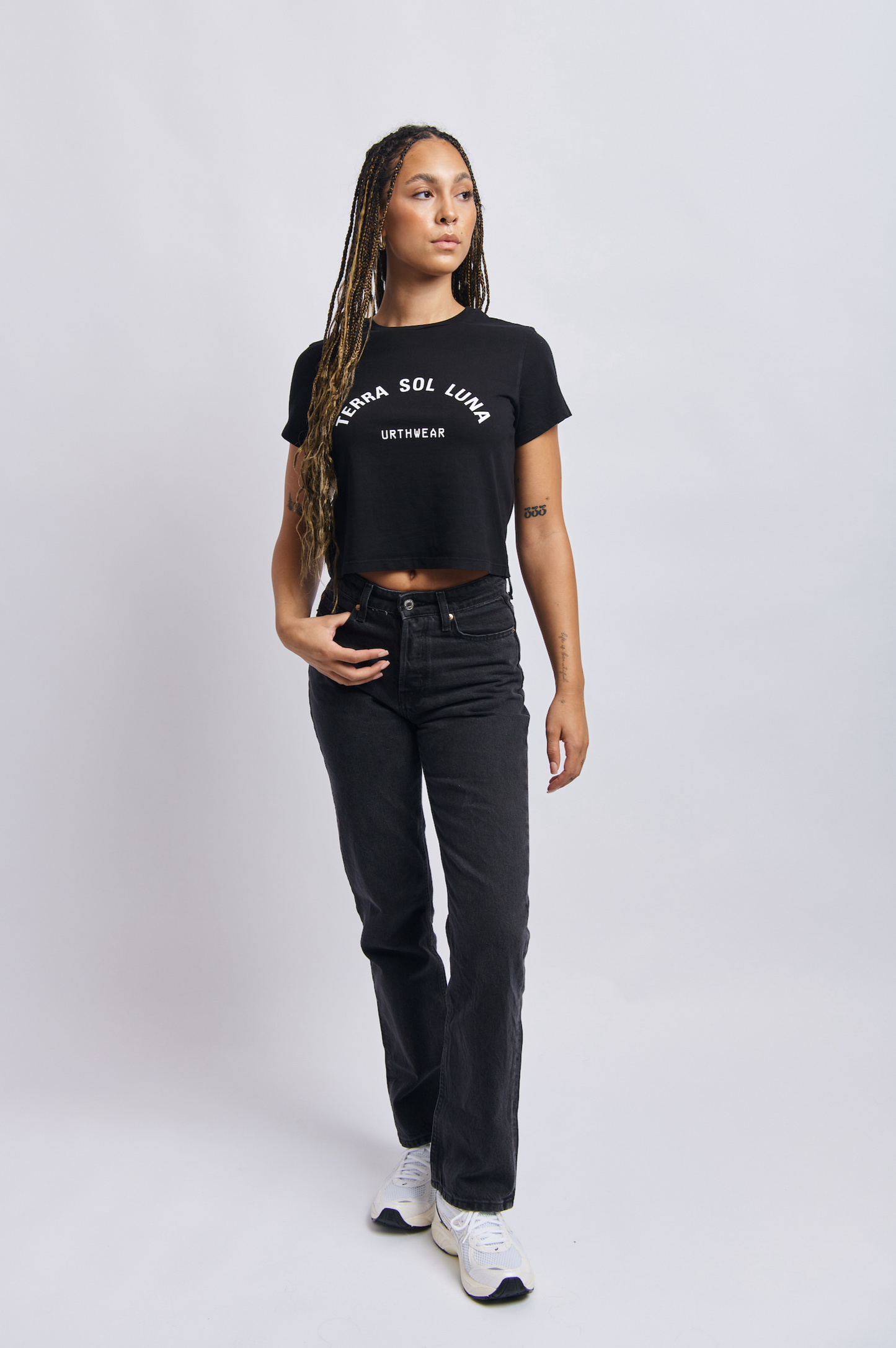 Terra Sol Luna Midweight Crew Tee, Super Black by URTHWEAR