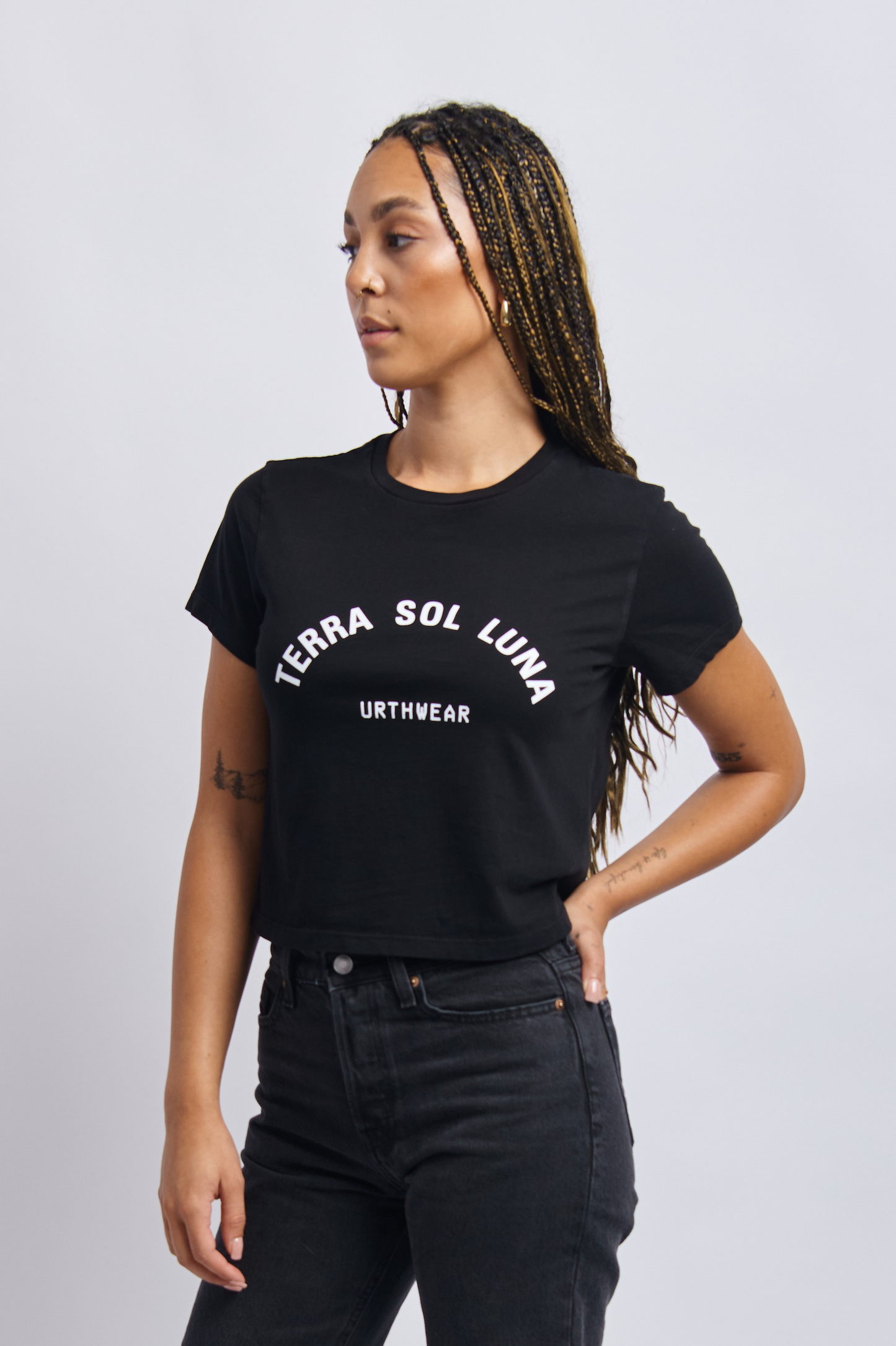 Terra Sol Luna Midweight Crew Tee, Super Black by URTHWEAR