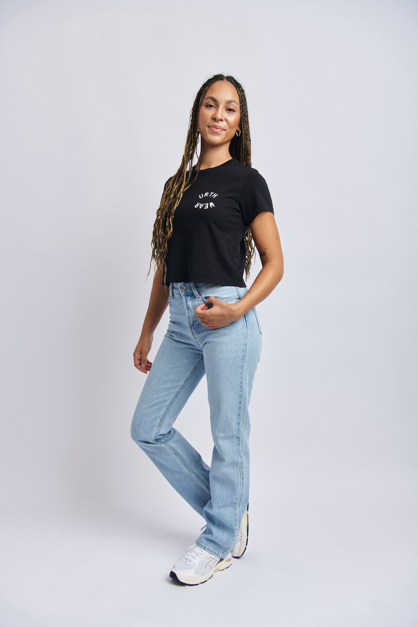 Split Logo Midweight Crew Tee, Super Black by URTHWEAR