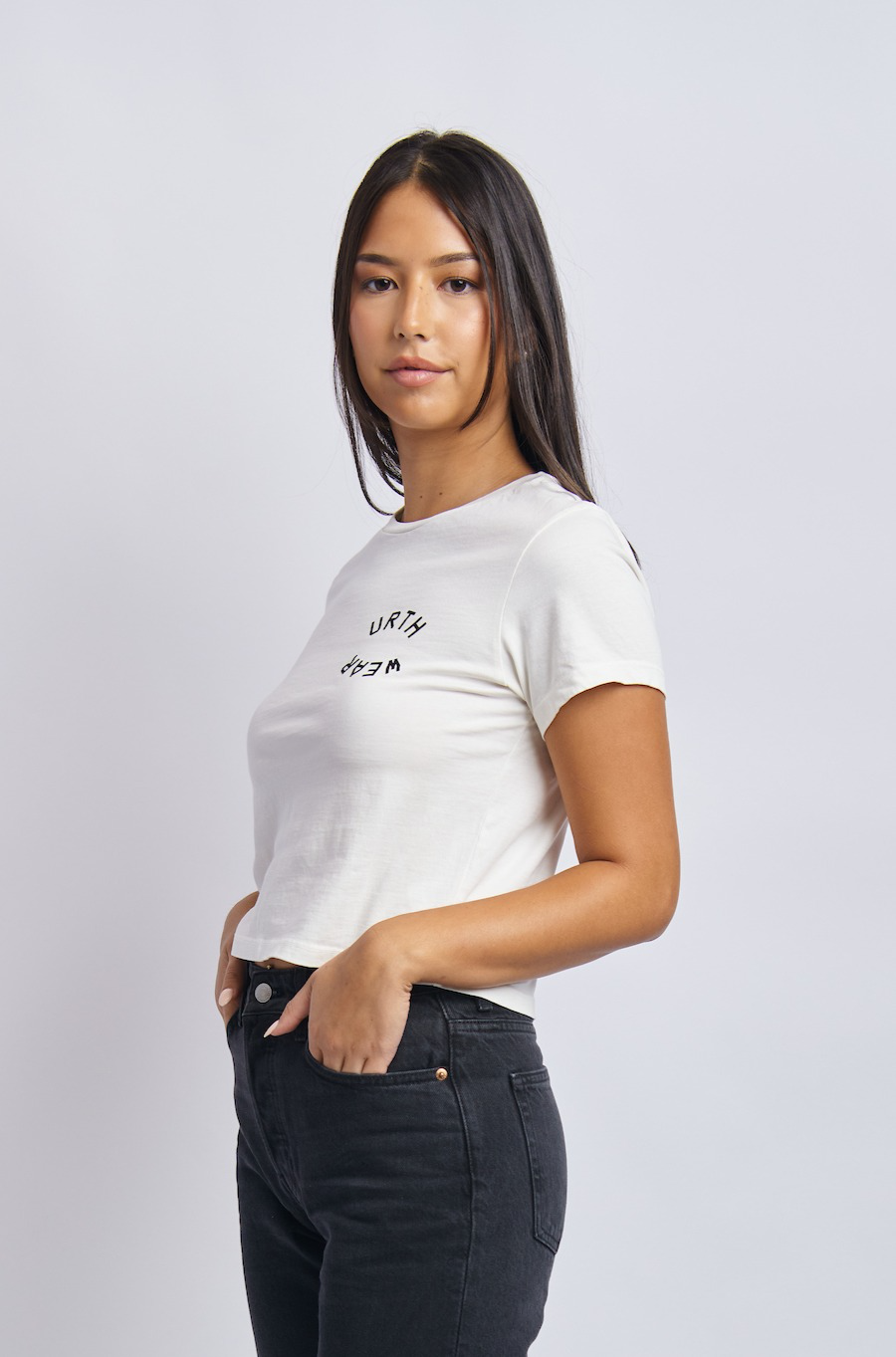 Split Logo Midweight Crew Tee, Lunar White by URTHWEAR