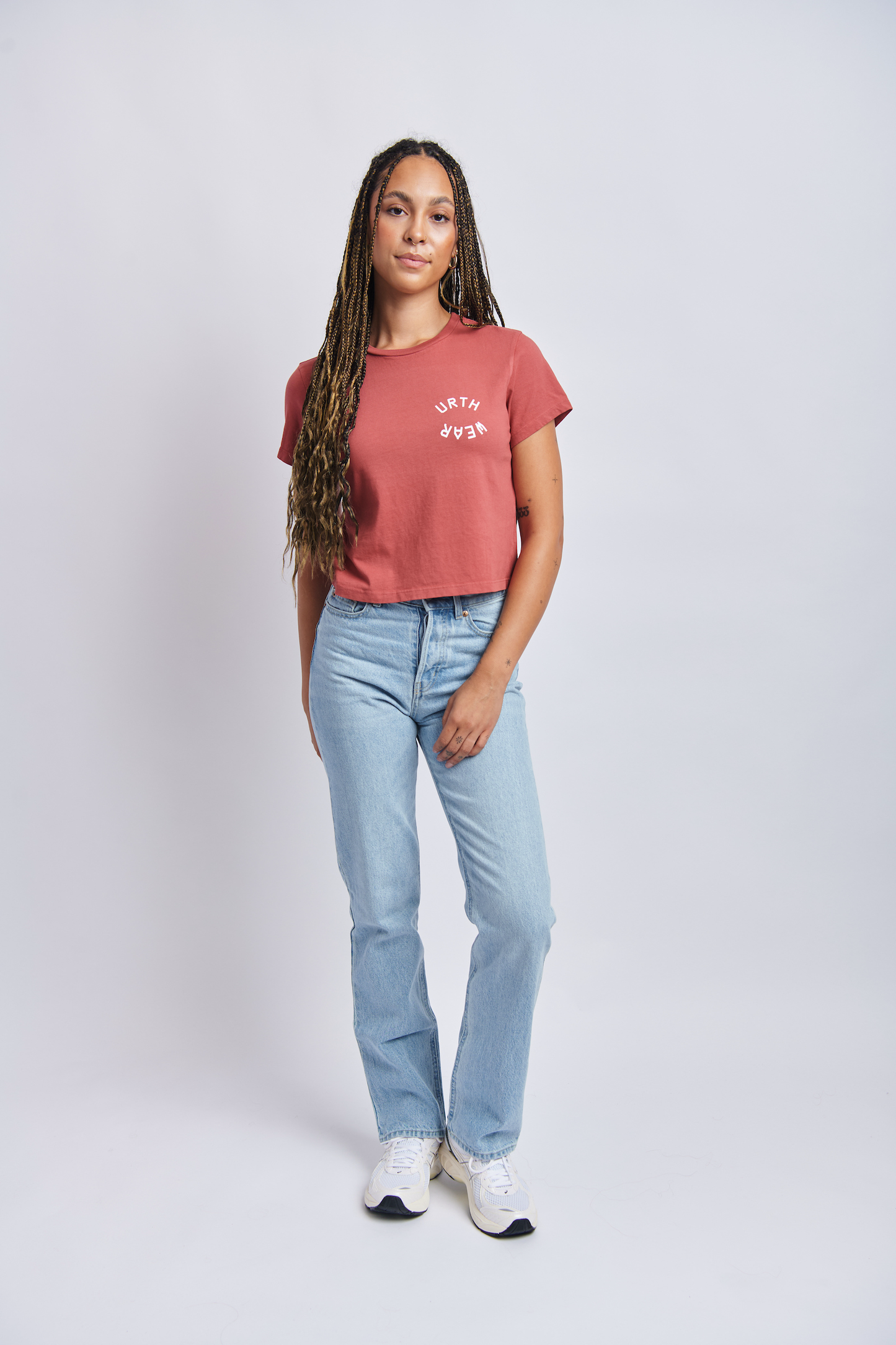 Split Logo Midweight Crew Tee, Ash Red by URTHWEAR