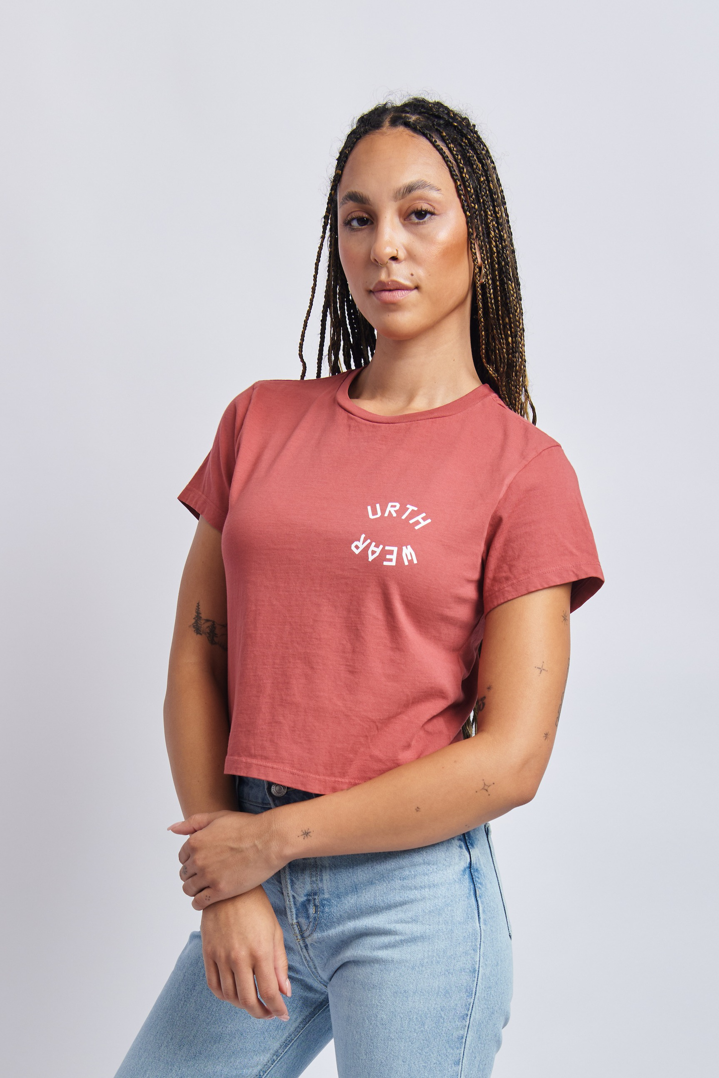 Split Logo Midweight Crew Tee, Ash Red by URTHWEAR