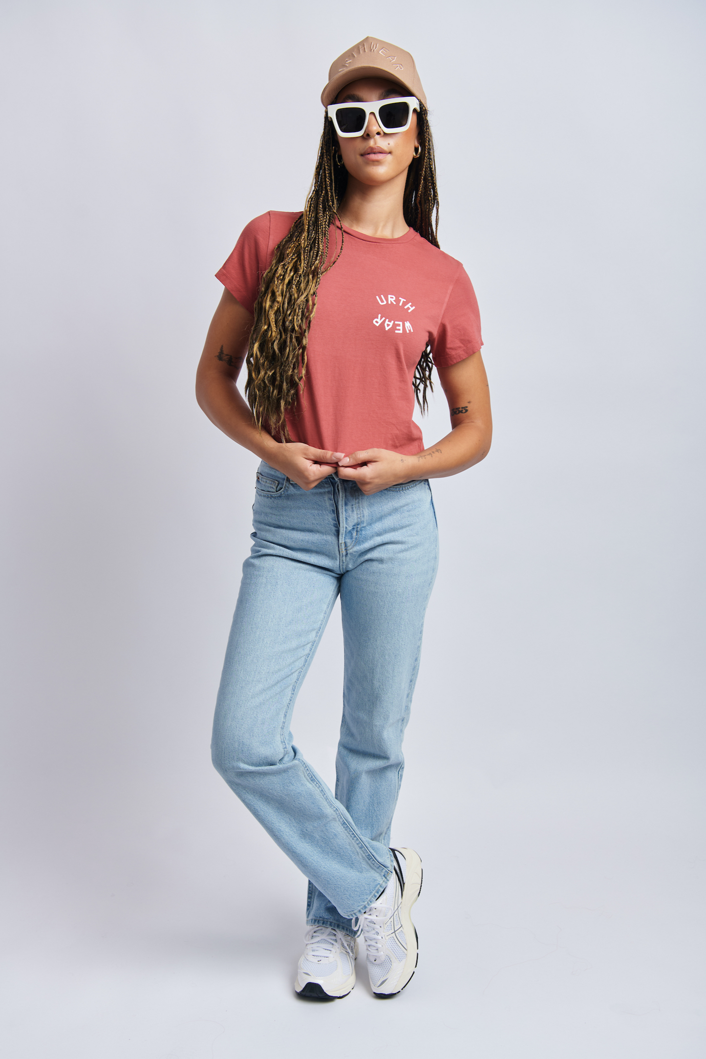 Split Logo Midweight Crew Tee, Ash Red by URTHWEAR