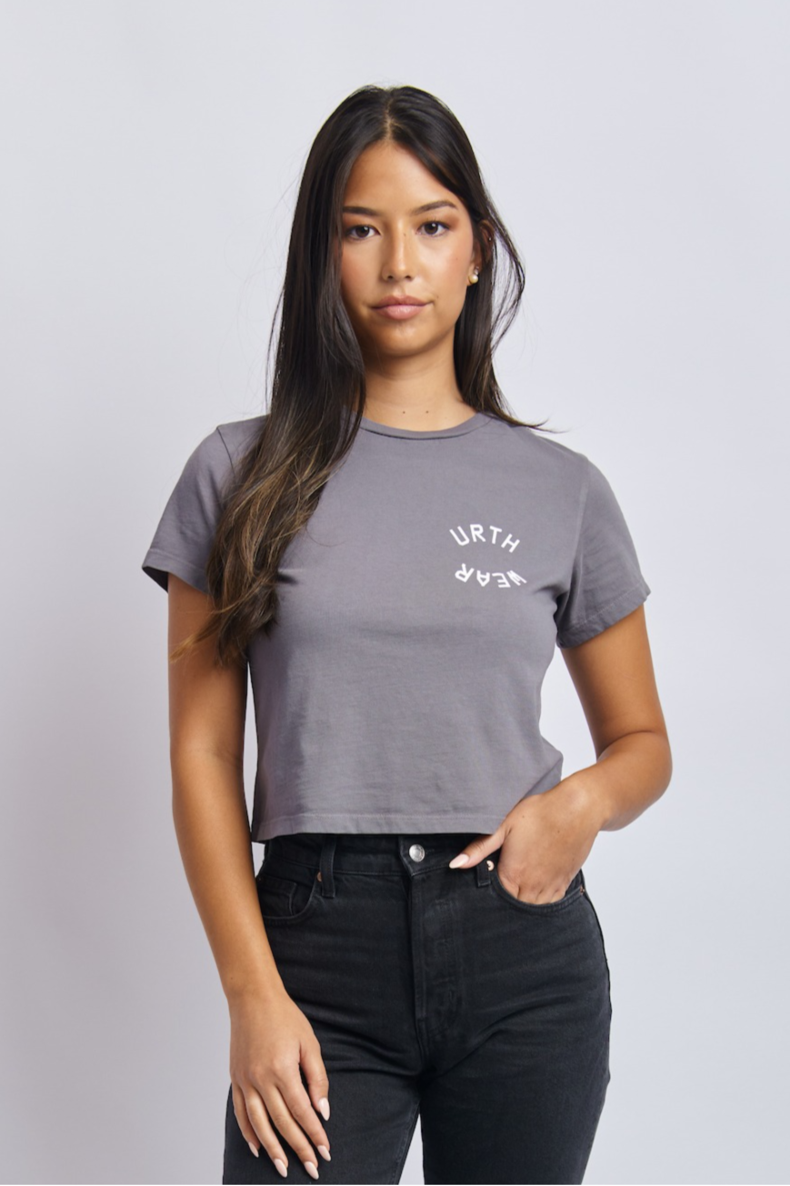 Split Logo Midweight Crew Tee, Gravel Grey by URTHWEAR