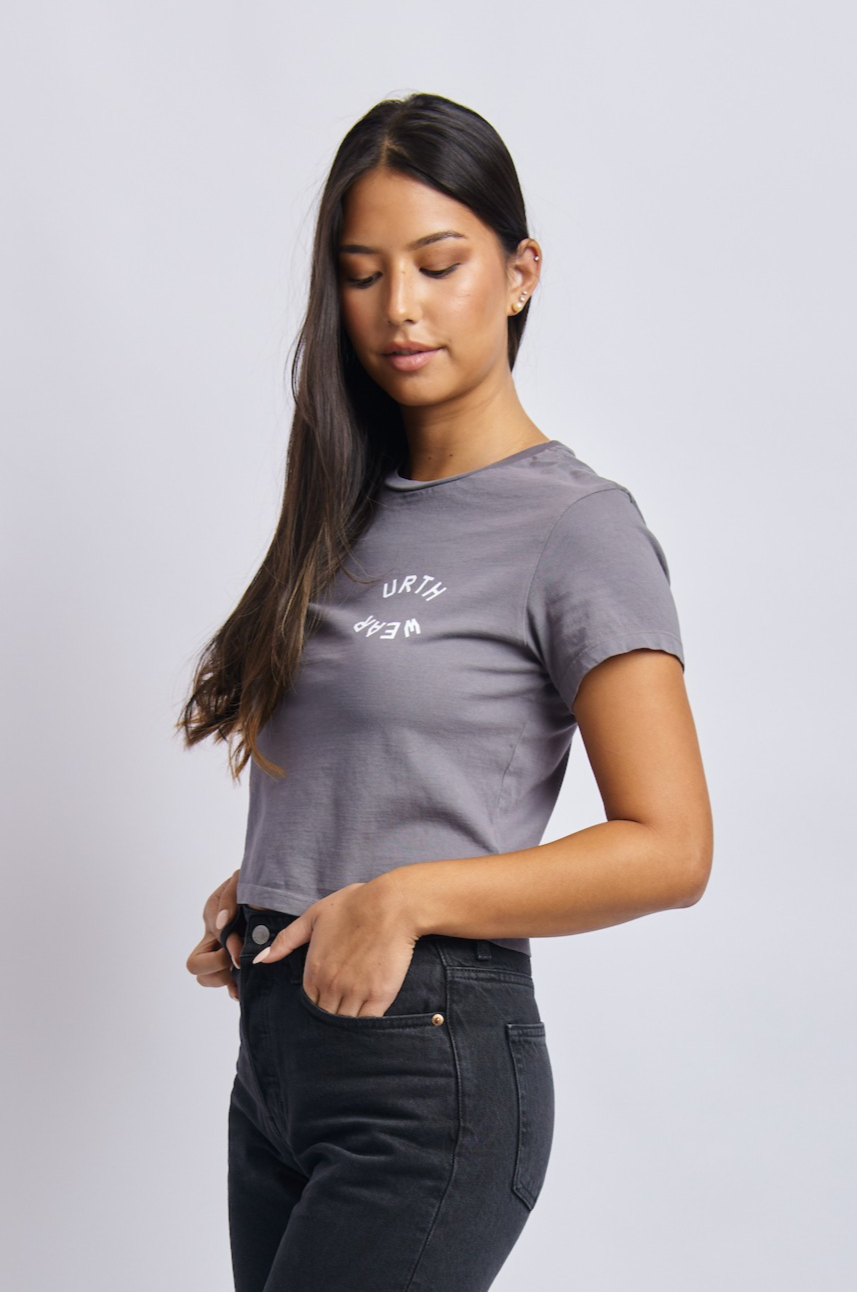Split Logo Midweight Crew Tee, Gravel Grey by URTHWEAR