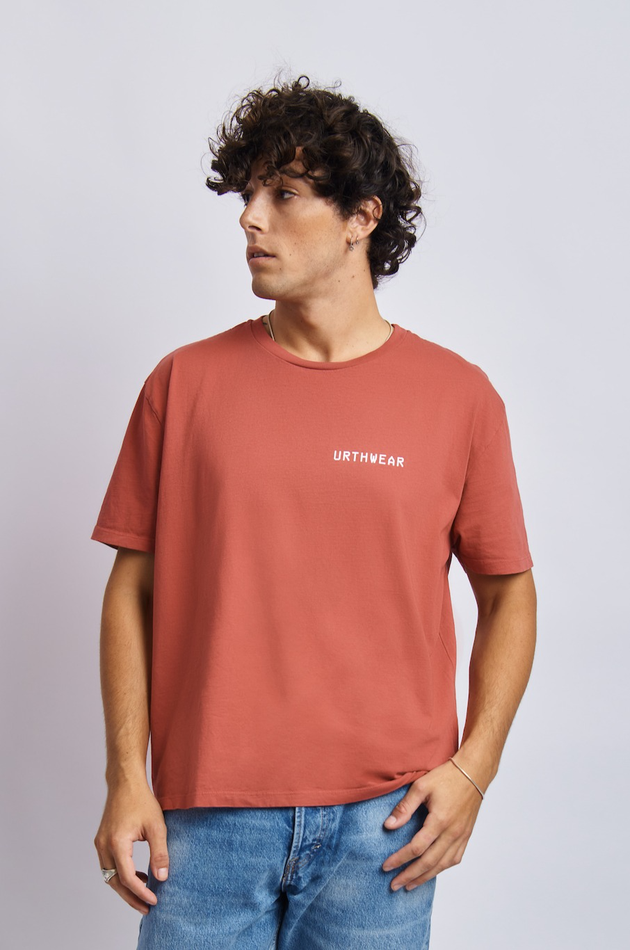 Mortal Planet Midweight Relaxed Tee, Ash Red by URTHWEAR
