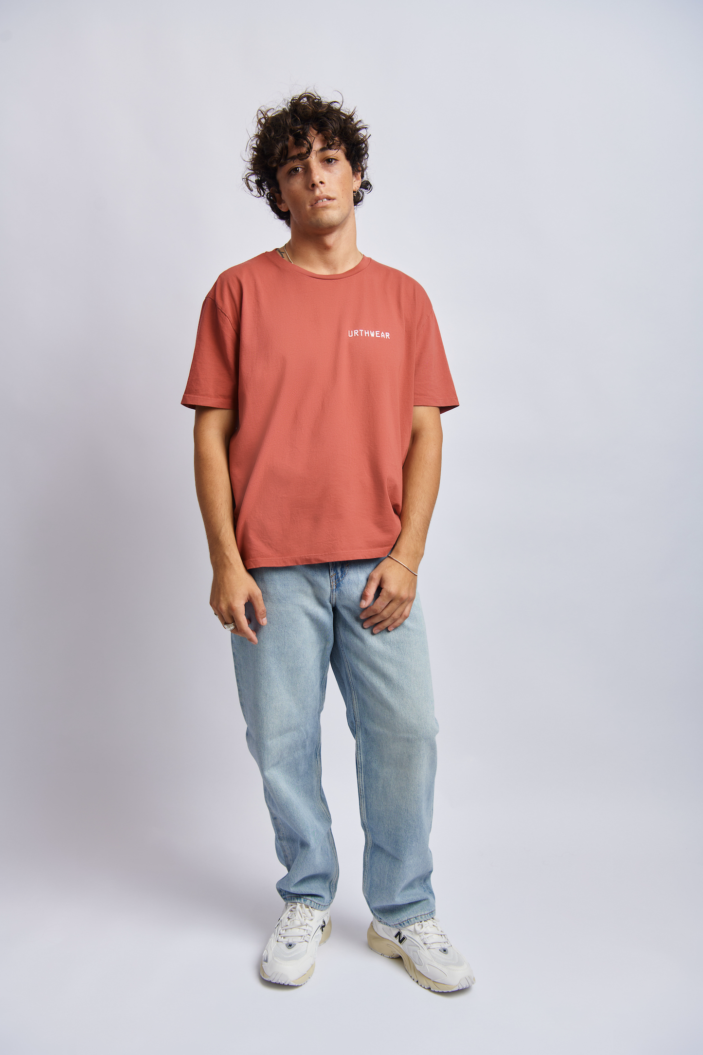 Mortal Planet Midweight Relaxed Tee, Ash Red by URTHWEAR