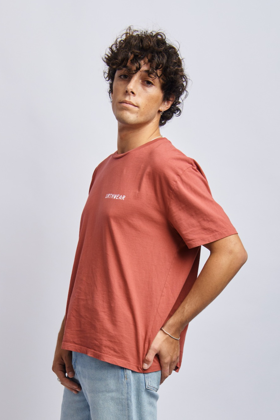 Mortal Planet Midweight Relaxed Tee, Ash Red by URTHWEAR
