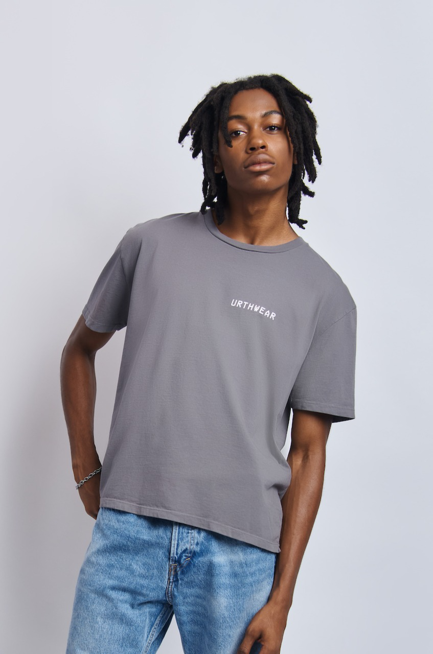 Mortal Planet Midweight Relaxed Tee, Gravel Grey by URTHWEAR