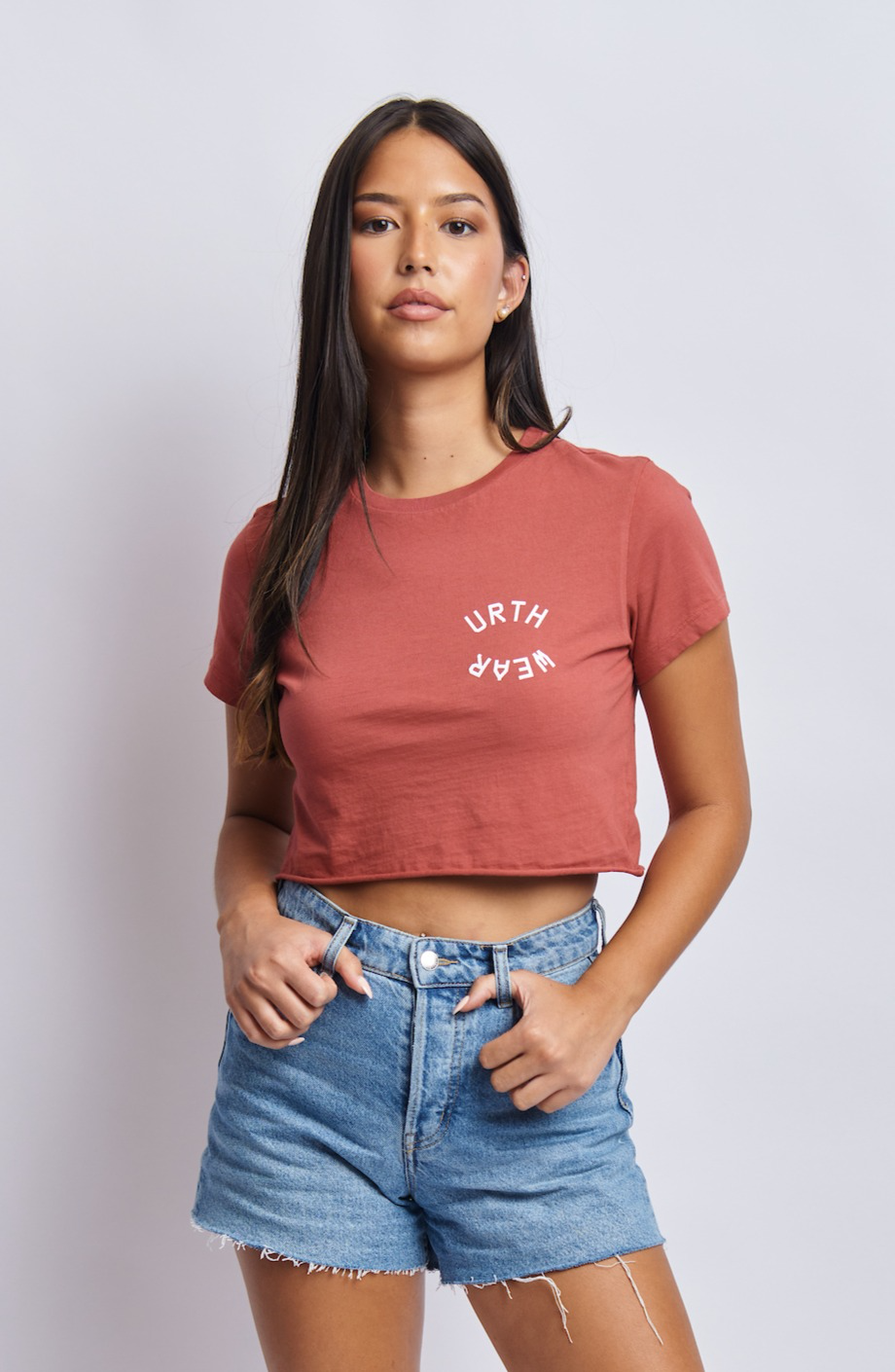 Terra Sol Luna Midweight Cropped Tee, Ash Red by URTHWEAR
