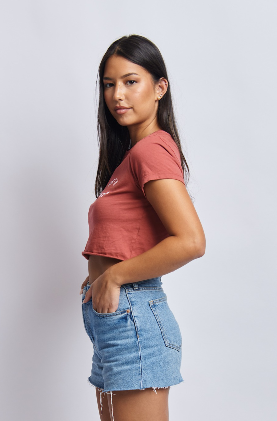 Terra Sol Luna Midweight Cropped Tee, Ash Red by URTHWEAR
