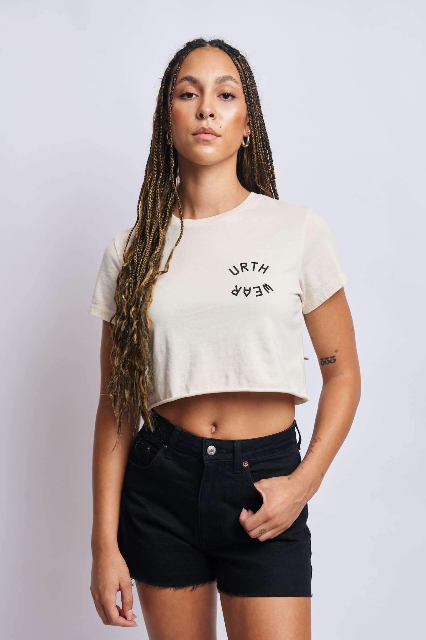 Terra Sol Luna Midweight Cropped Tee, Cosmic Sand by URTHWEAR