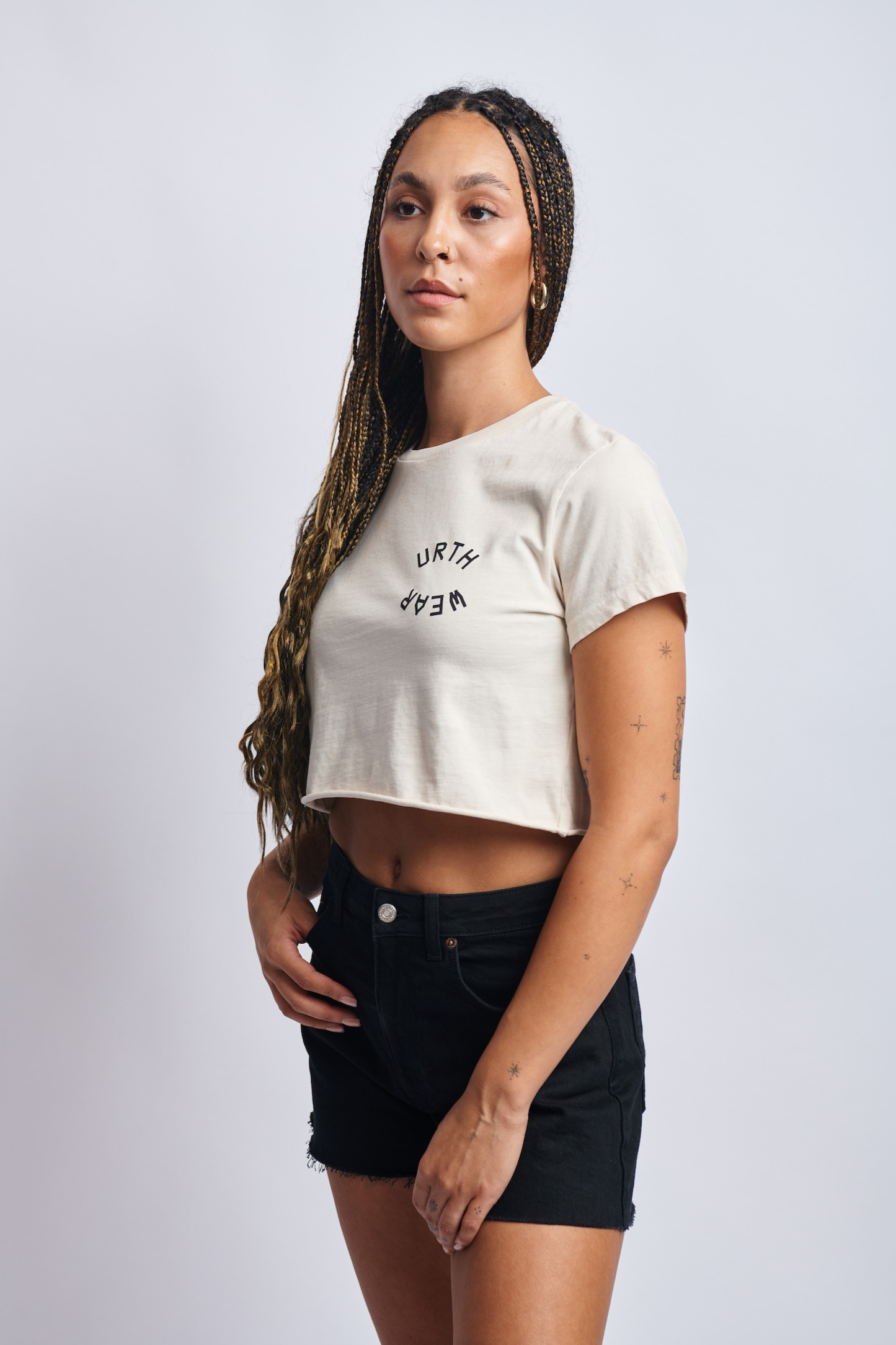 Terra Sol Luna Midweight Cropped Tee, Cosmic Sand by URTHWEAR