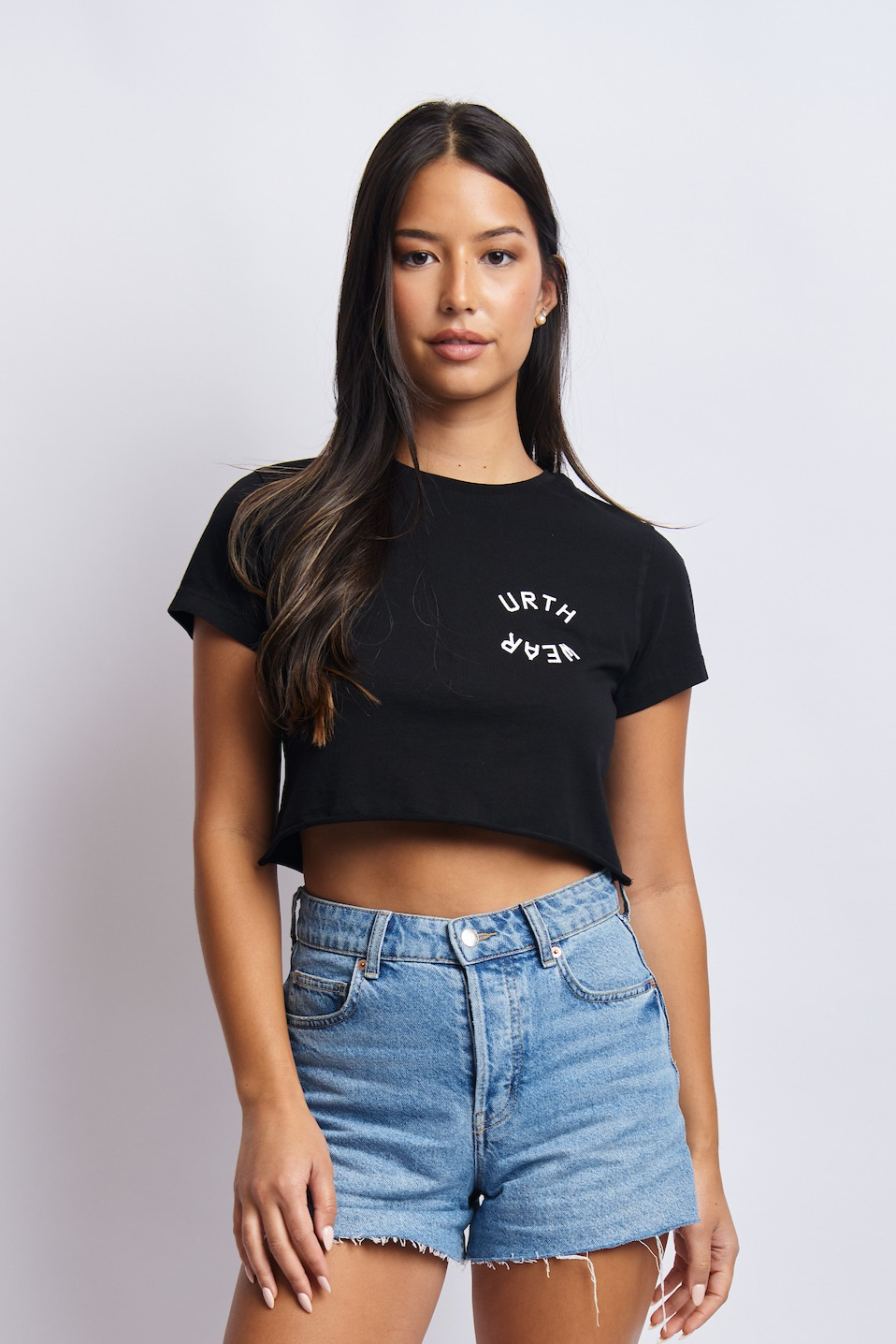 Terra Sol Luna Midweight Cropped Tee, Super Black by URTHWEAR