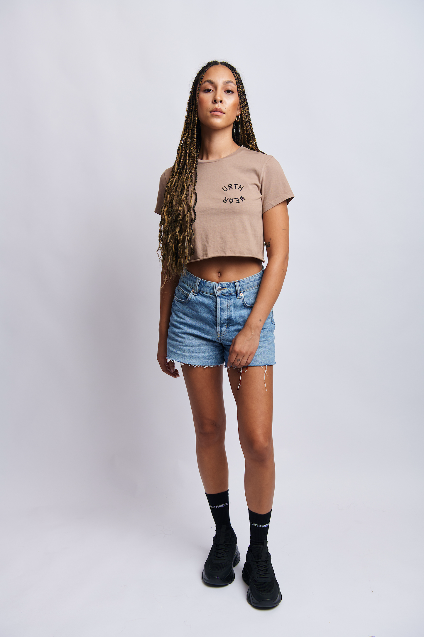 Mortal Planet Midweight Cropped Tee, Desert Clay by URTHWEAR