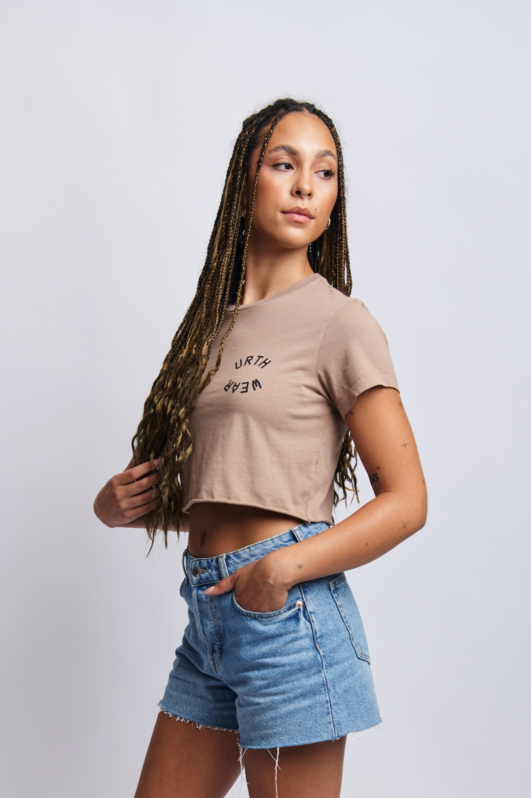 Mortal Planet Midweight Cropped Tee, Desert Clay by URTHWEAR