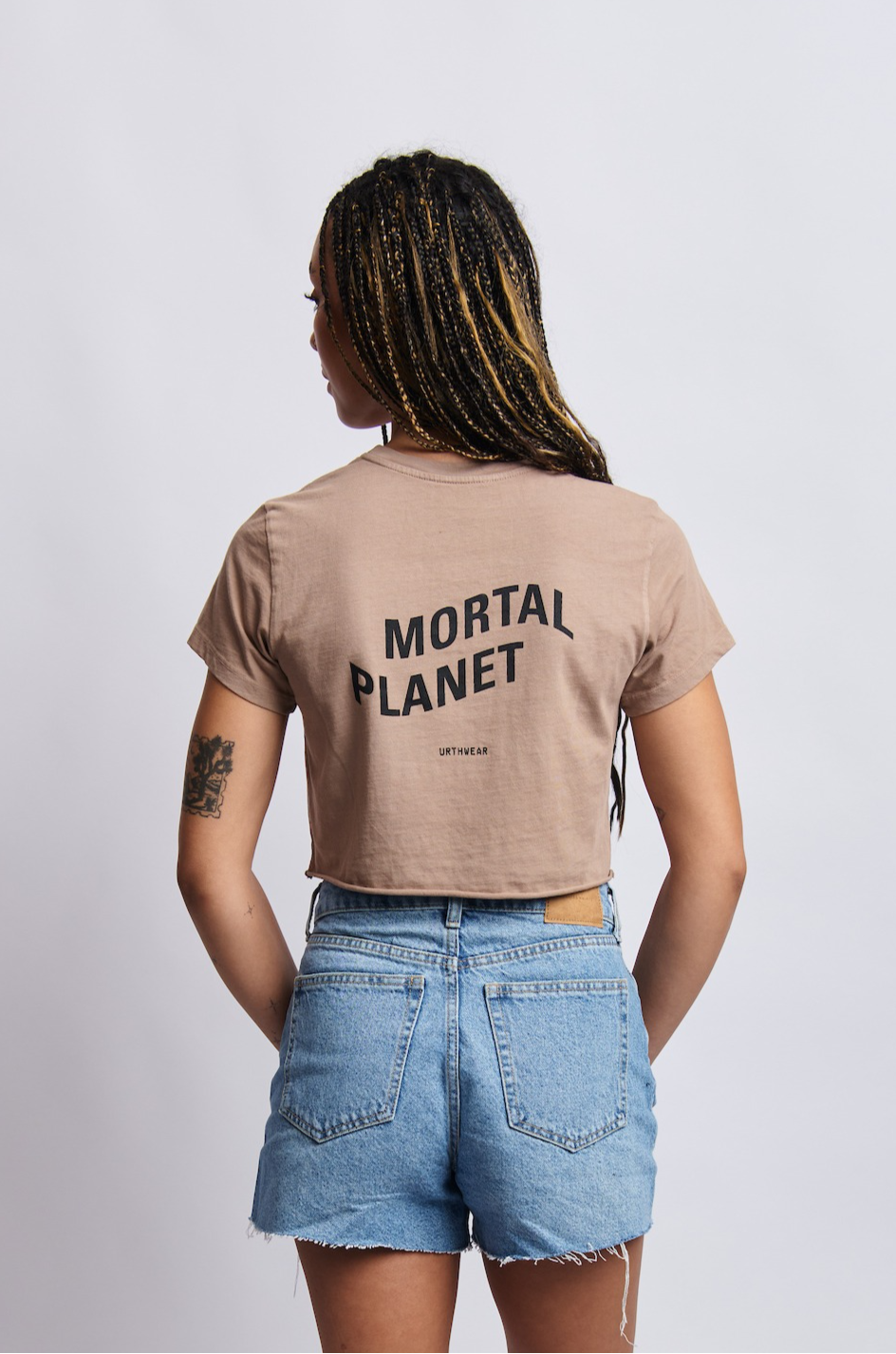 Mortal Planet Midweight Cropped Tee, Desert Clay by URTHWEAR