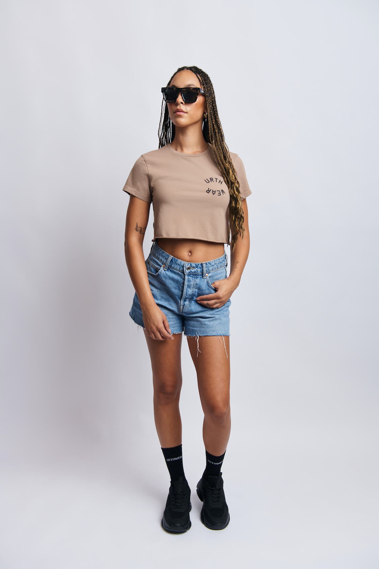 Mortal Planet Midweight Cropped Tee, Desert Clay by URTHWEAR