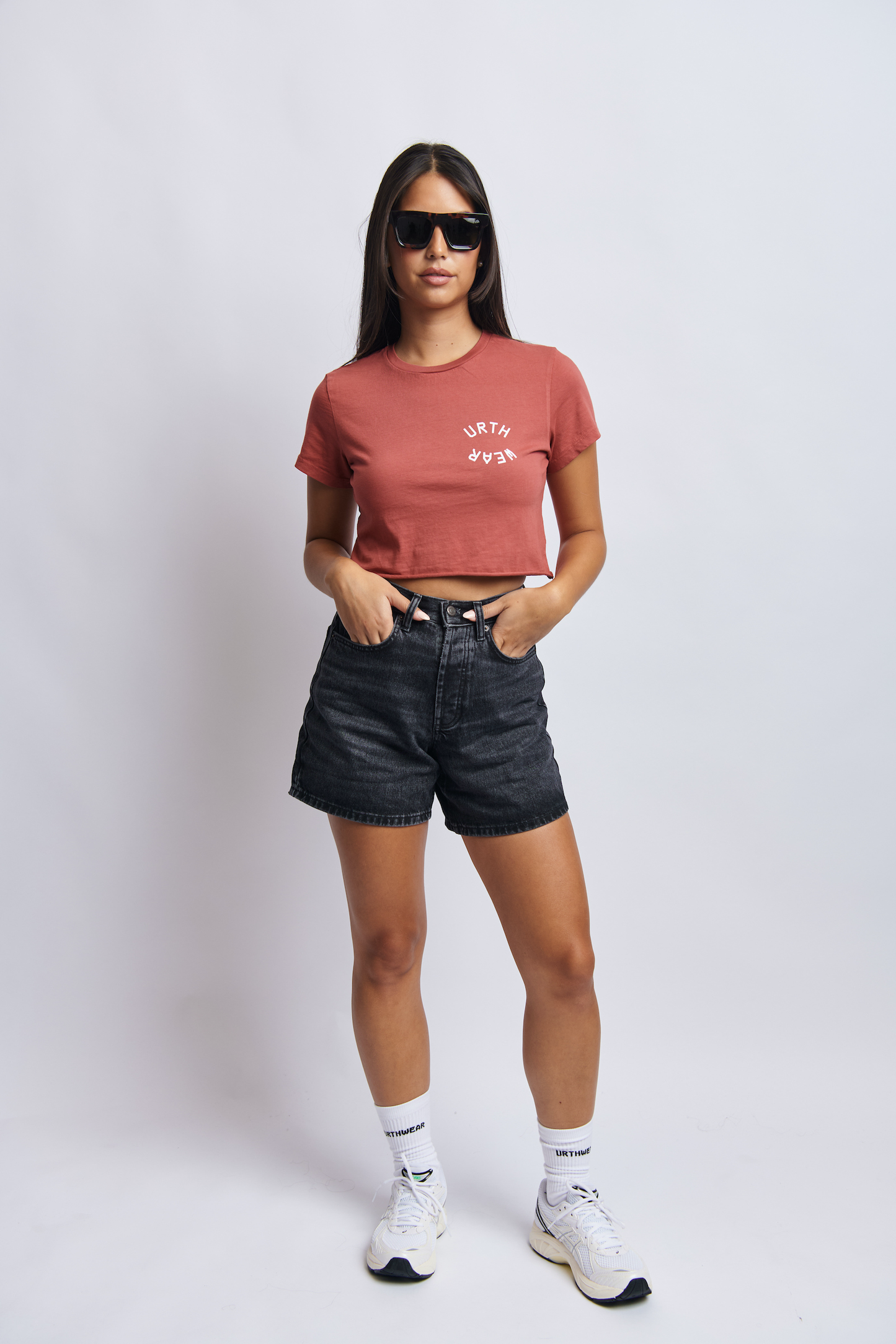 Mortal Planet Midweight Cropped Tee, Ash Red by URTHWEAR
