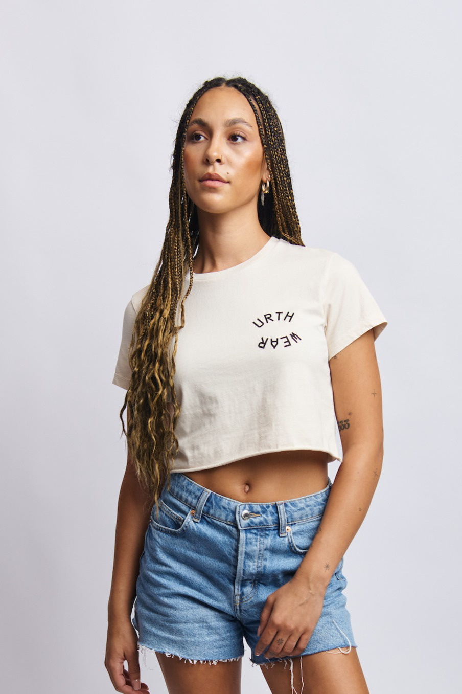 Mortal Planet Midweight Cropped Tee, Cosmic Sand by URTHWEAR