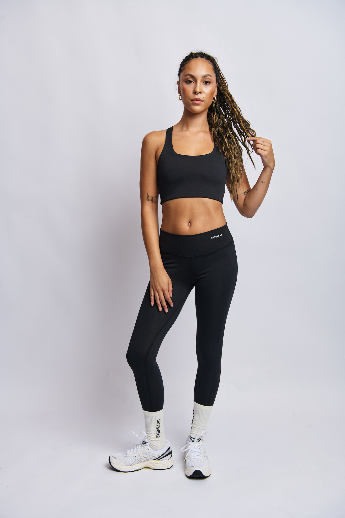 Ecomoss Low Neck Racerback Bra, Raven Black by URTHWEAR