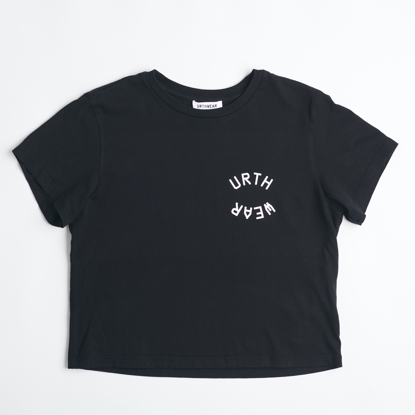 Split Logo Midweight Crew Tee, Super Black by URTHWEAR