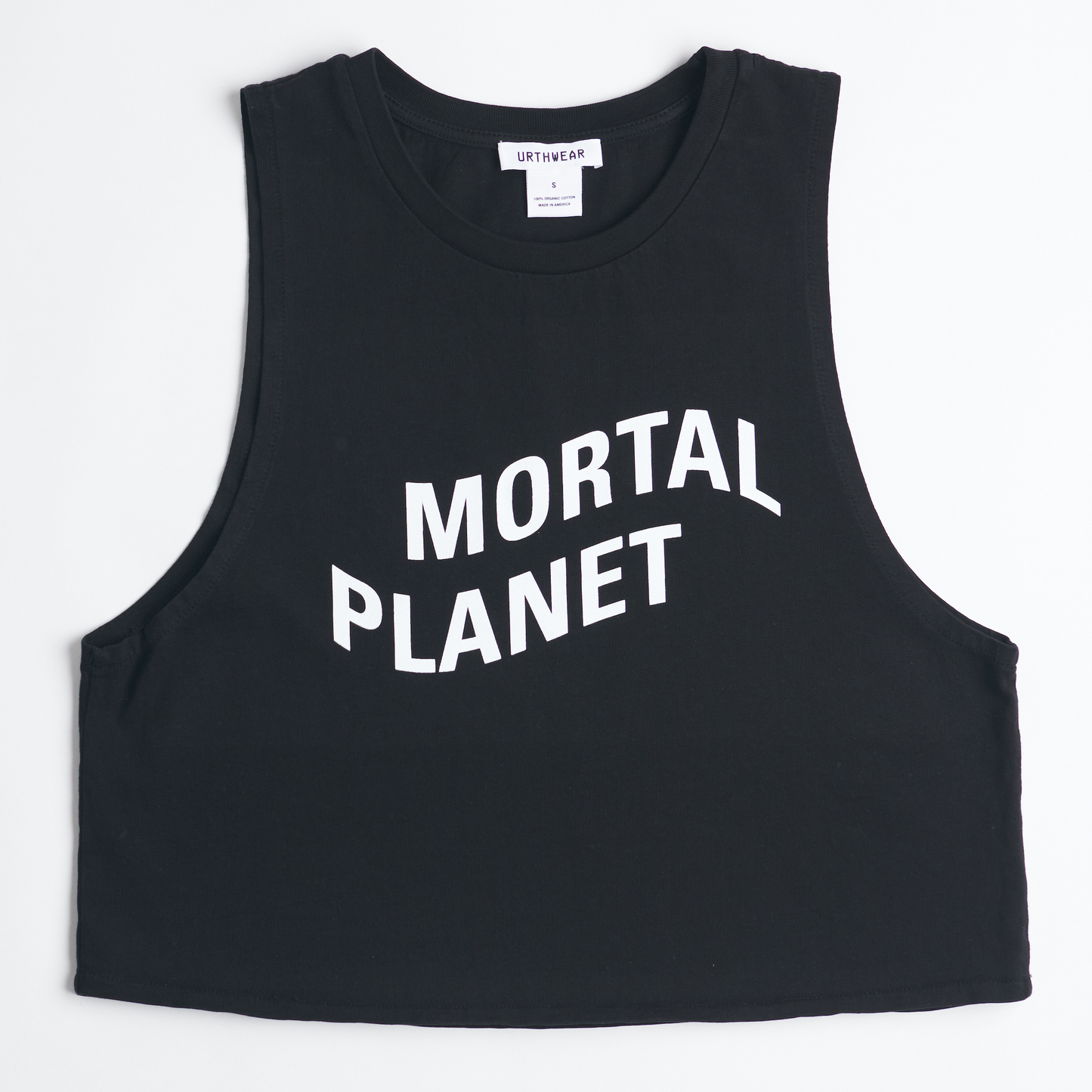 Mortal Planet Midweight Cropped Tank, Super Black by URTHWEAR