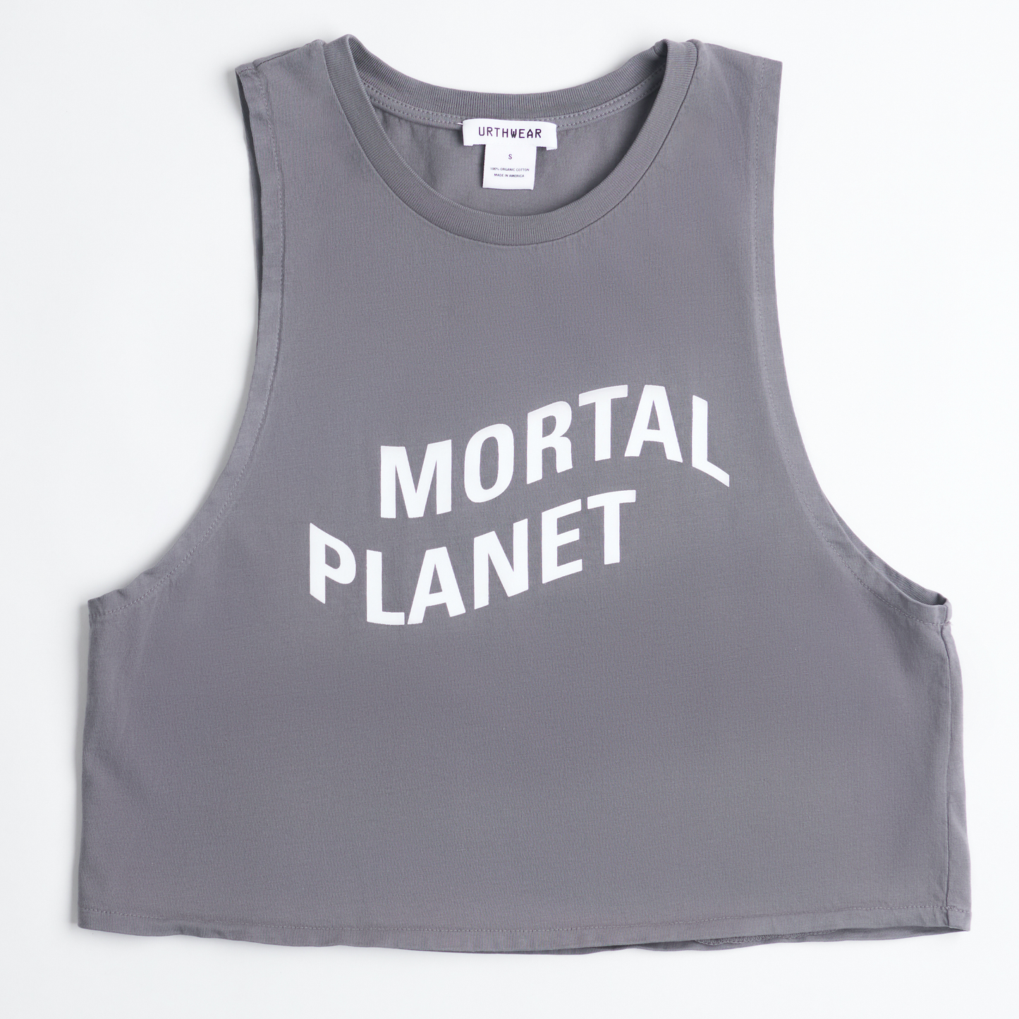 Mortal Planet Midweight Cropped Tank, Gravel Grey by URTHWEAR