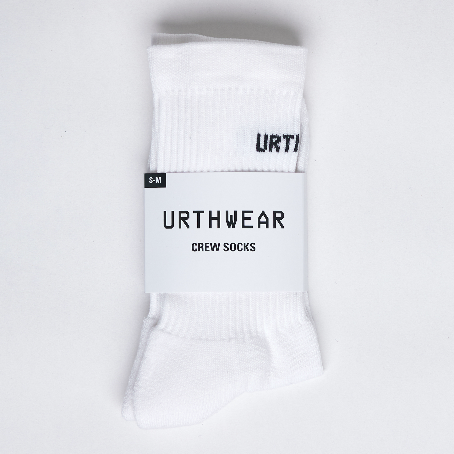 Logo Softknit Crew Socks, White by URTHWEAR