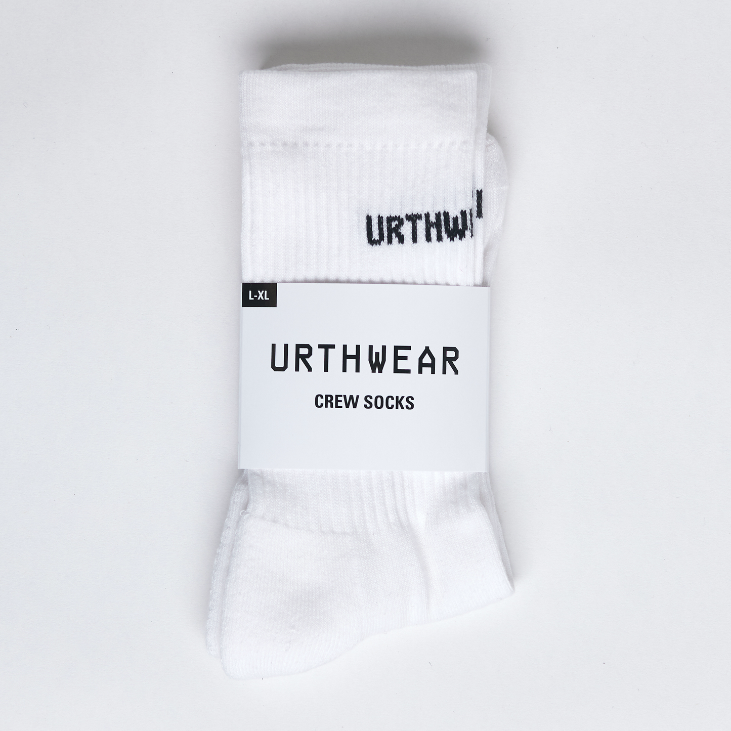 Logo Softknit Crew Socks, White by URTHWEAR