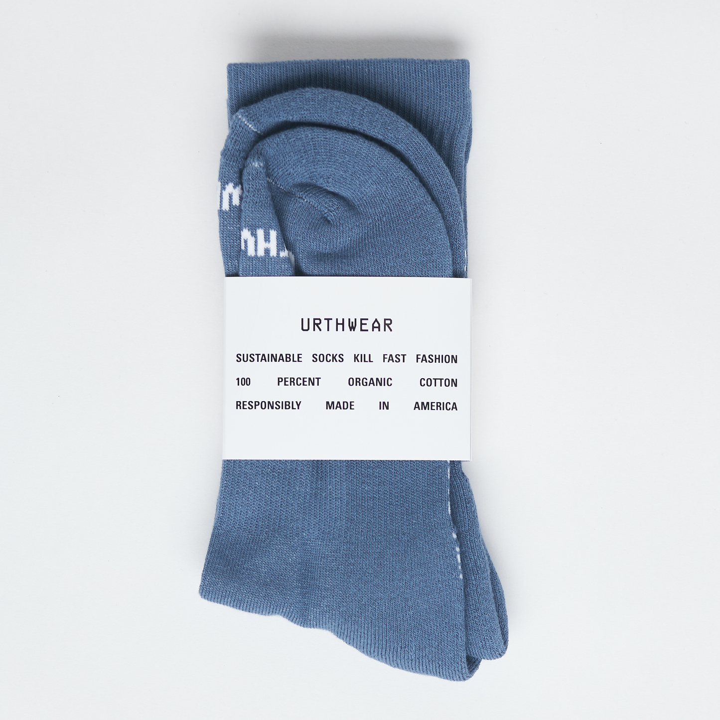 Vertical Softknit Crew Socks, Stone Blue by URTHWEAR