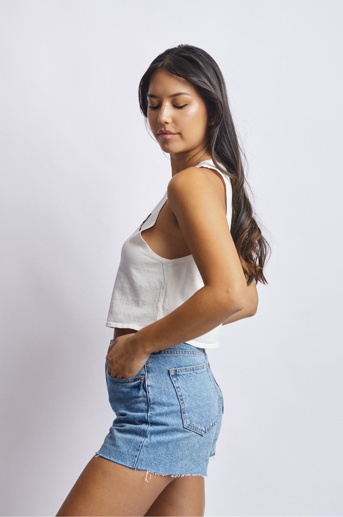 Mortal Planet Midweight Cropped Tank, Lunar White by URTHWEAR