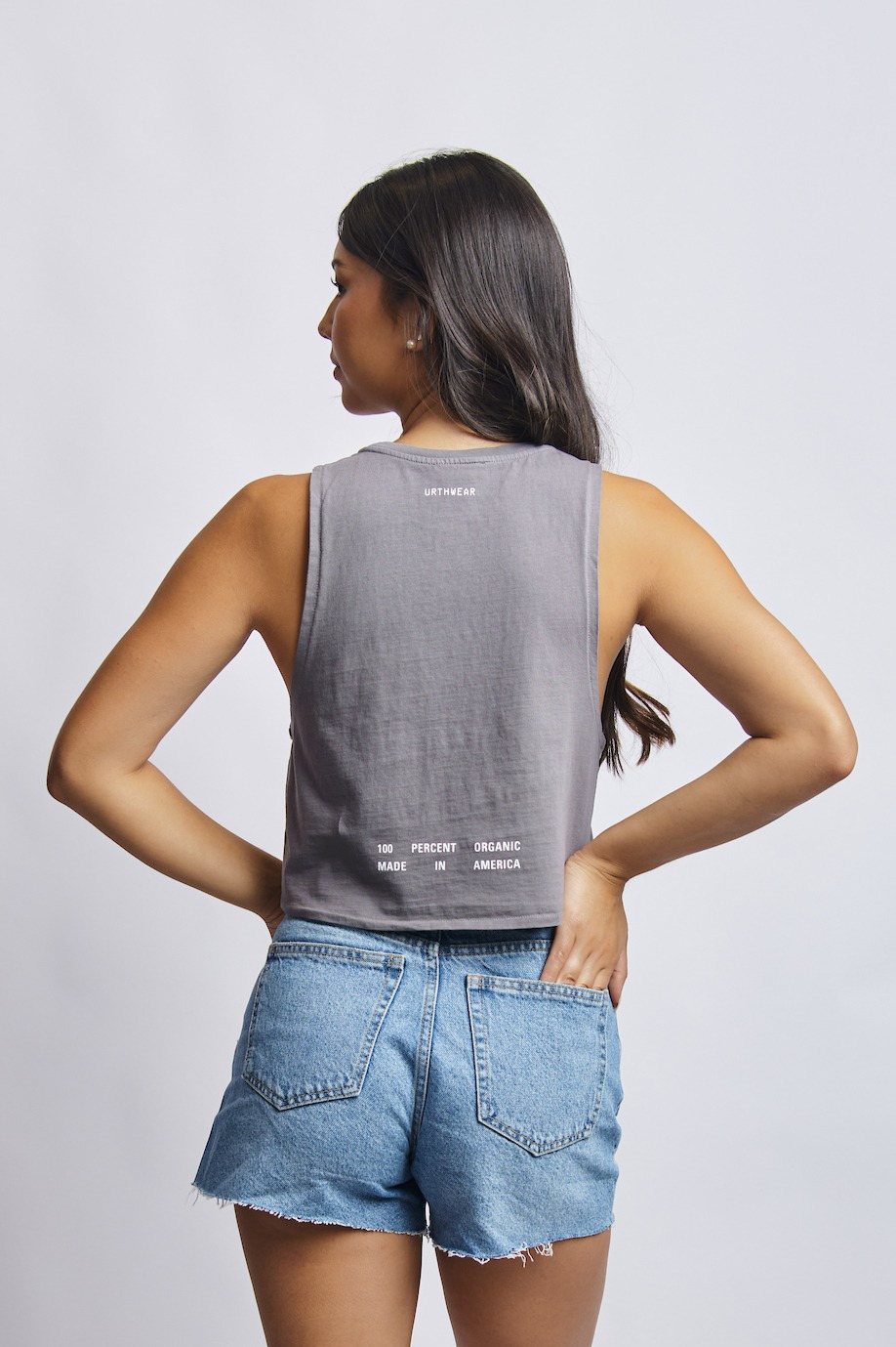 Mortal Planet Midweight Cropped Tank, Gravel Grey by URTHWEAR