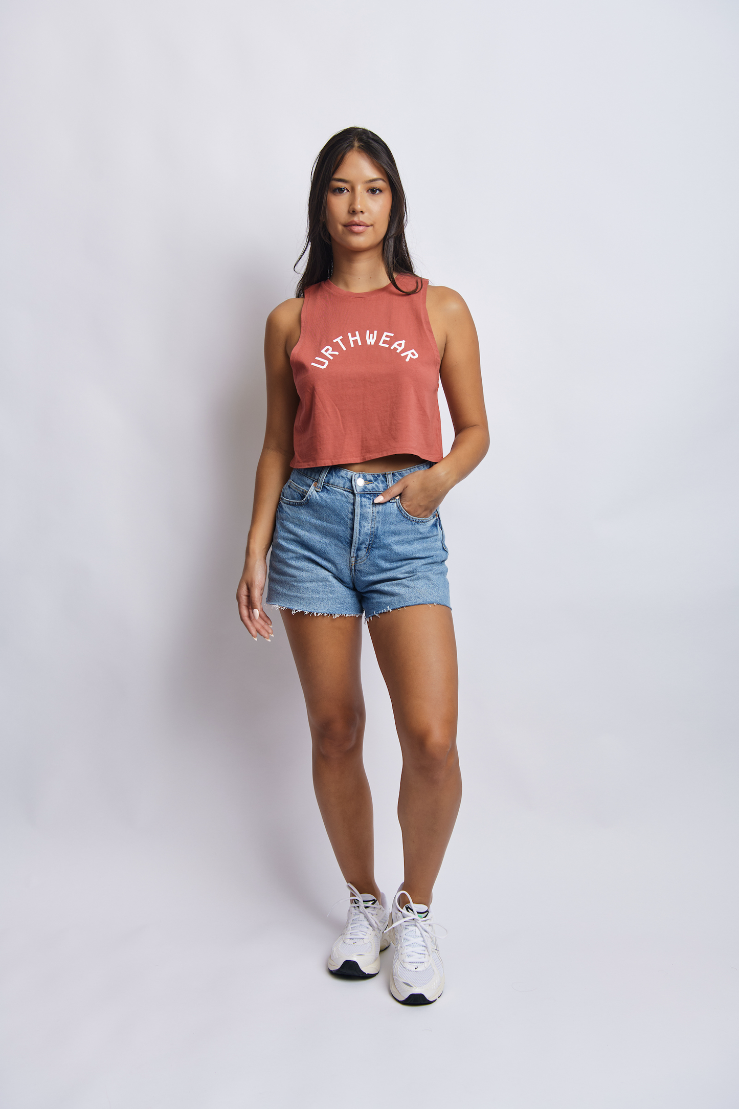 Arch Logo Midweight Cropped Tank, Ash Red by URTHWEAR