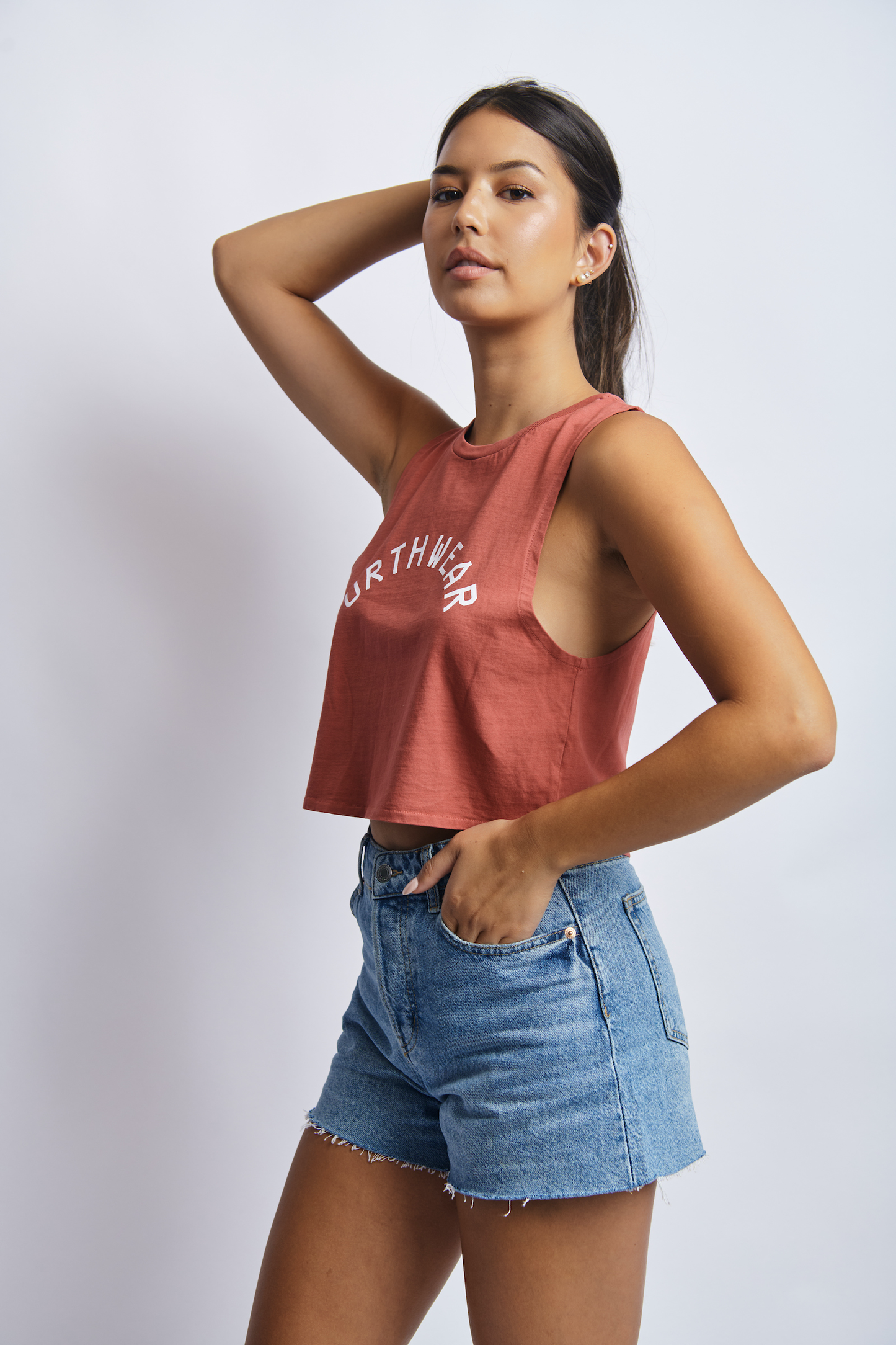 Arch Logo Midweight Cropped Tank, Ash Red by URTHWEAR